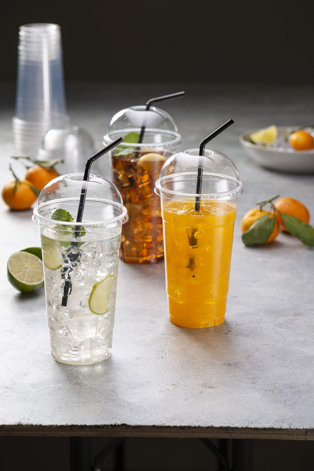 Crystal Clear PET Cups for Iced Coffee,Milkshake, Cold Drinks, Slush, Smoothy's, Slurpee, Ice cream, Dessert, Party's, Plastic Disposable Cups (50, 12 oz)