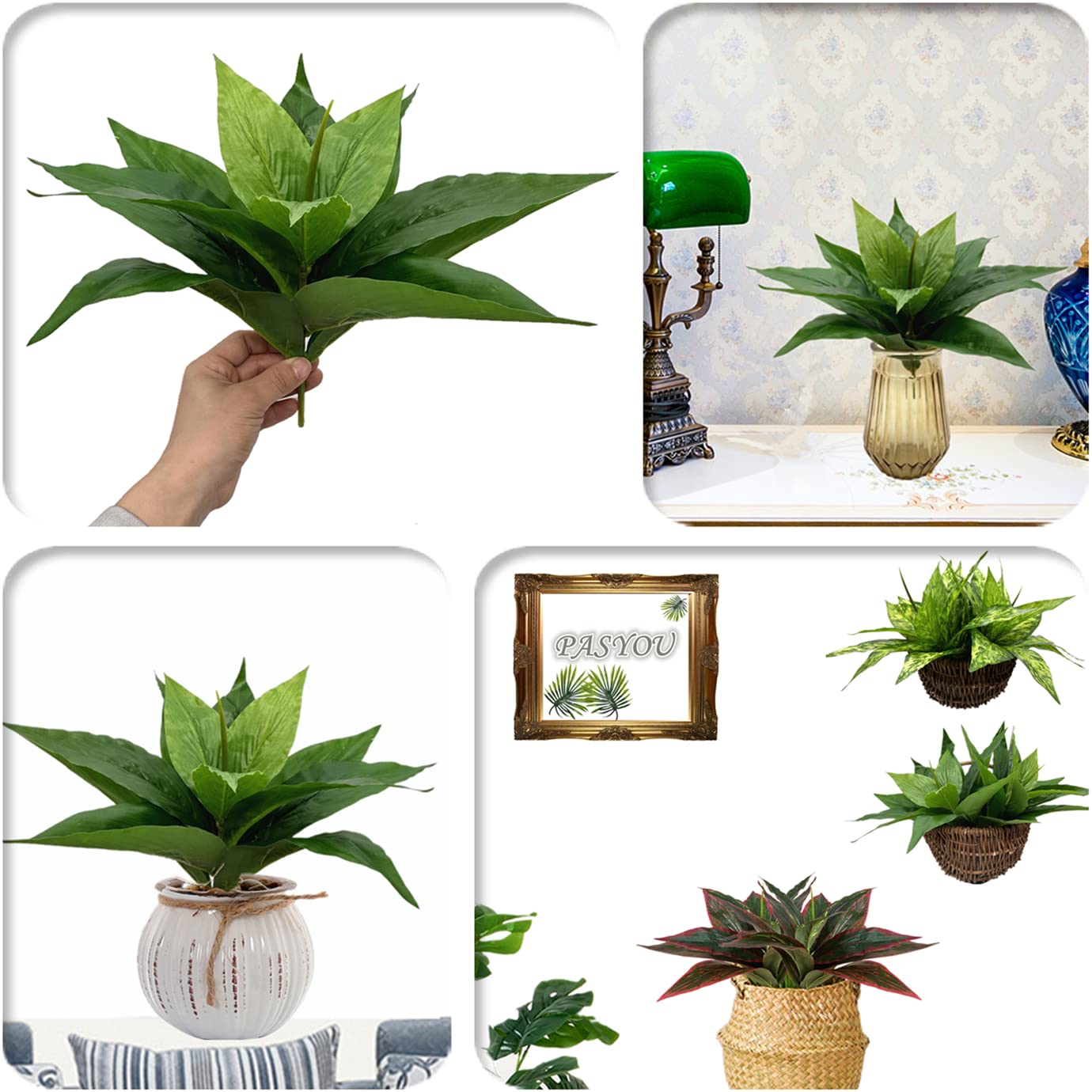 Christmas Decor Artificial Plants, PASYOU Gold Fake Antlers Plastic Grass Shrubs Leaves Indoor Outdoor Home Garden Party Hotel Verandah Wedding Event Faux DIY Decoration - 30 Inch Golden 2 Bunches