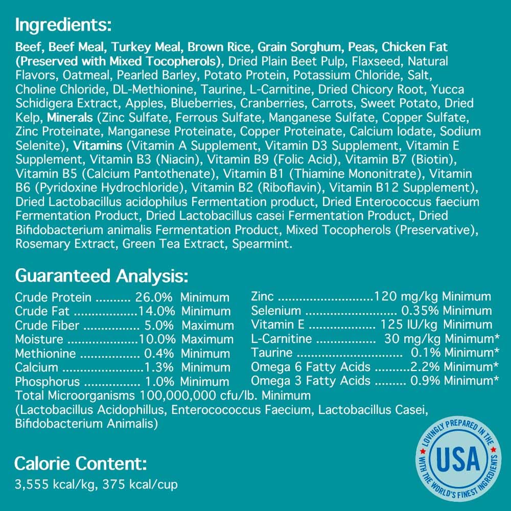 Chicken Soup for The Soul All Natural Premium Small Bites Adult Dry Dog Food, Real Meat First Ingredient, No by-Products, Supports Gut & Immune Health, Beef & Brown Rice, 13.5lb