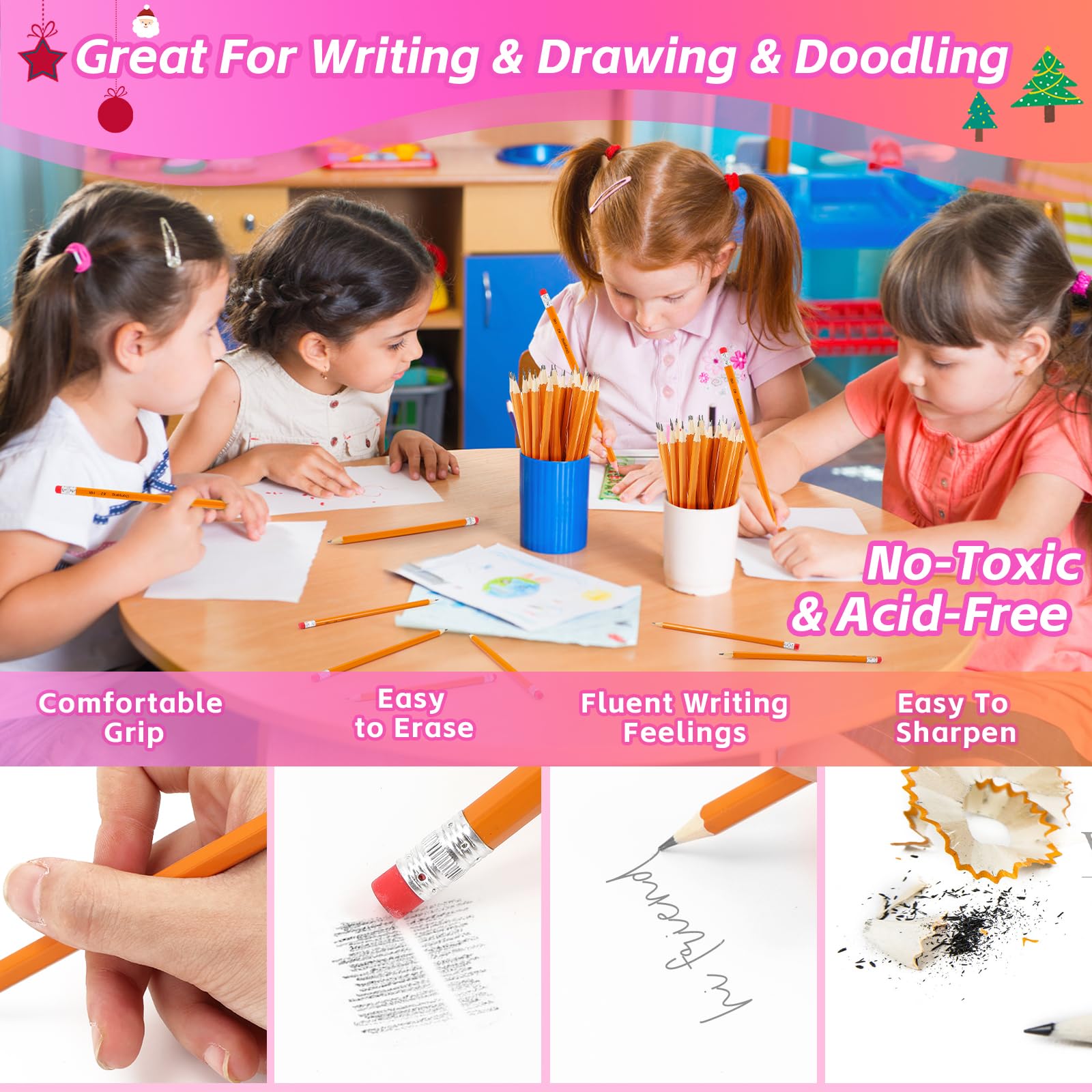 Donyang 600 Pack #2 HB Pencils Bulk, Pre-Sharpened with Erasers, Teacher Supplies Office Essentials Accessories, Number 2 HB Yellow Pencils for Writing, Drawing and Sketching