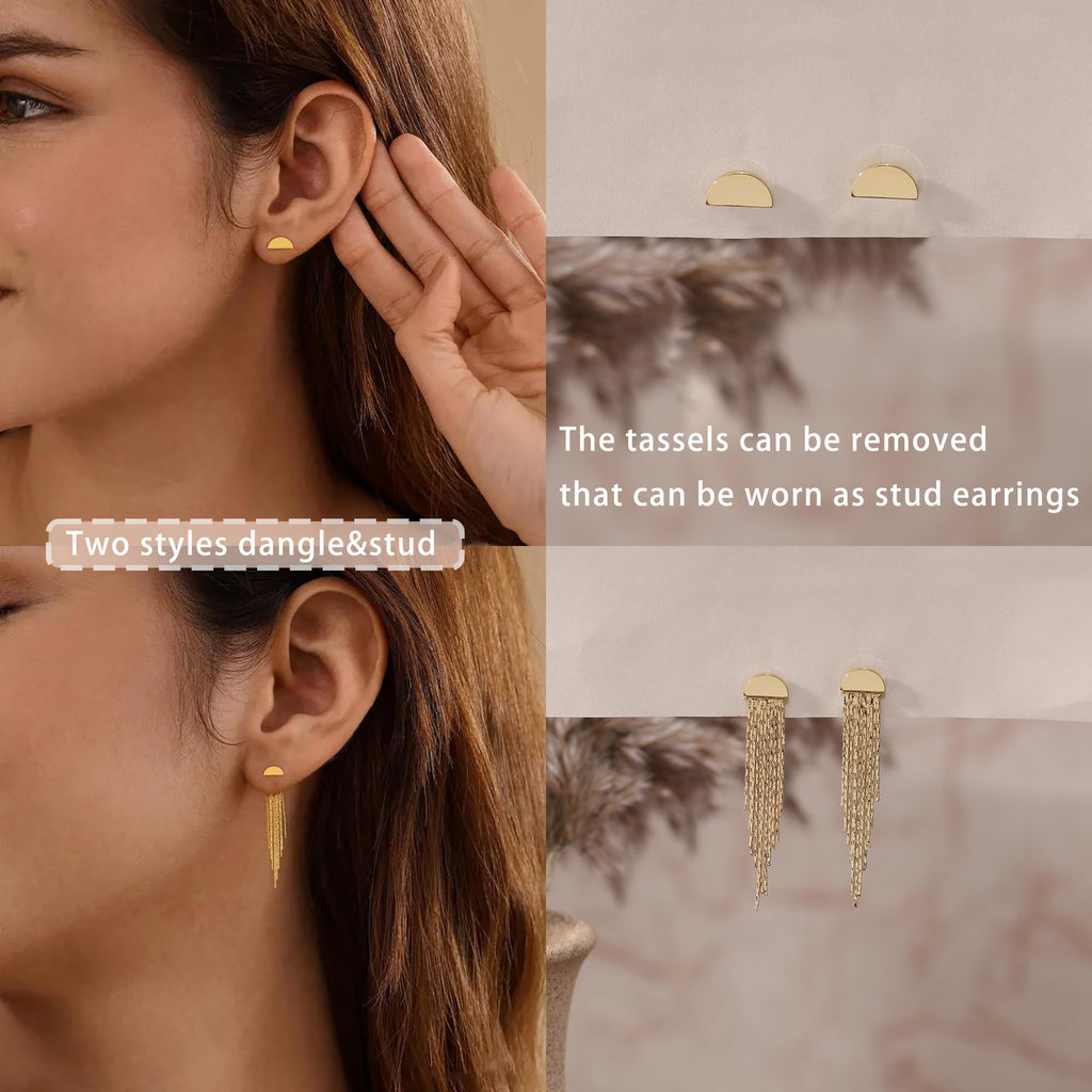 Gold Earrings for Women, 14K Gold Plated Tassel Dangle Earrings for Women Trendy Hypoallergenic Long Chain Earring Dainty Pearl Drop Earrings Elegant Wedding Earring Fashion Jewelry for Womens