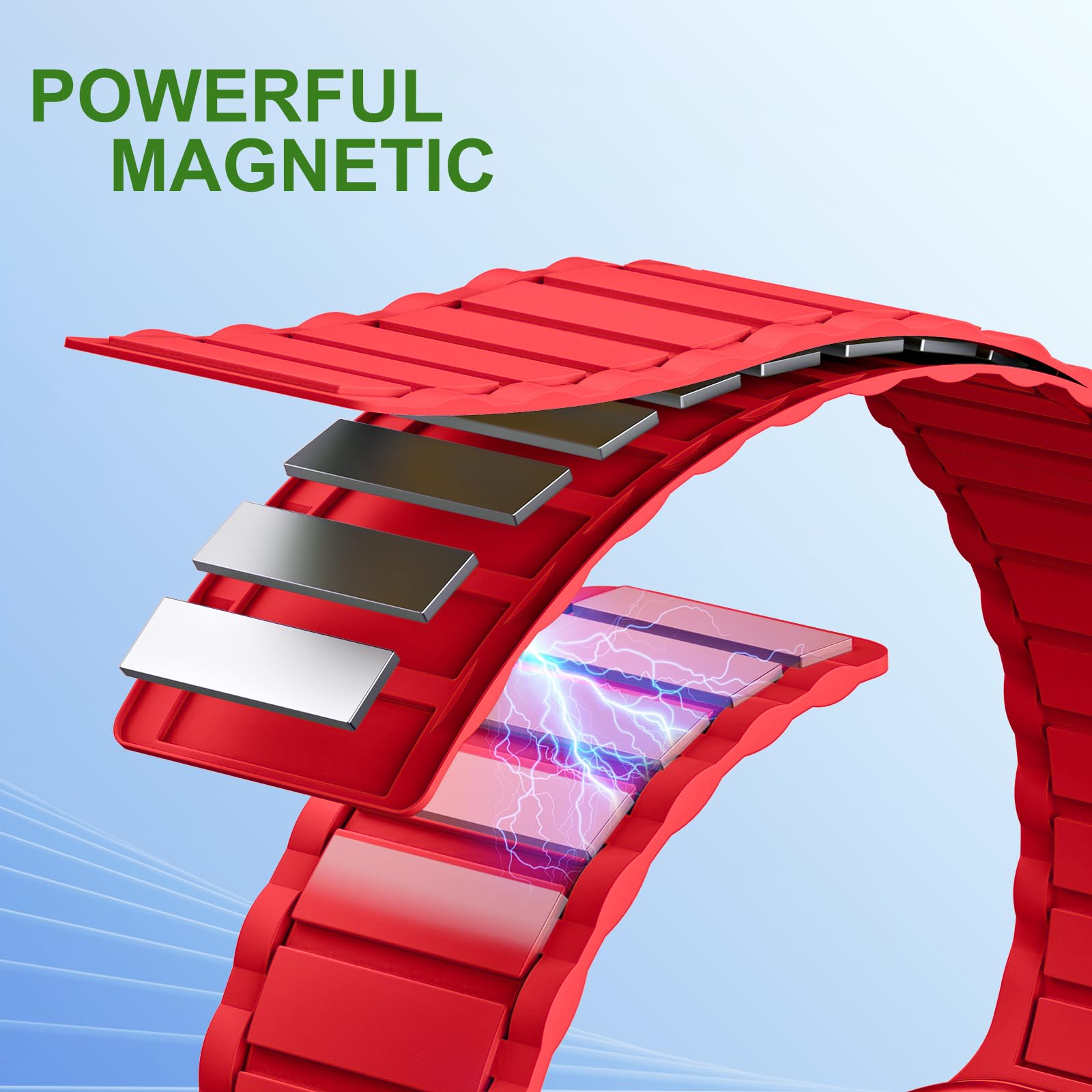 THWALK Magnetic Link Solo Loop Sport Silicone Bands Compatible with Apple Watch Ultra 3/2/1 49mm, Series 11/10 46/42mm, 9/8/7 45/41mm, SE 6/5/4 44/40mm, 3/2/1 42/38mm for Women Men