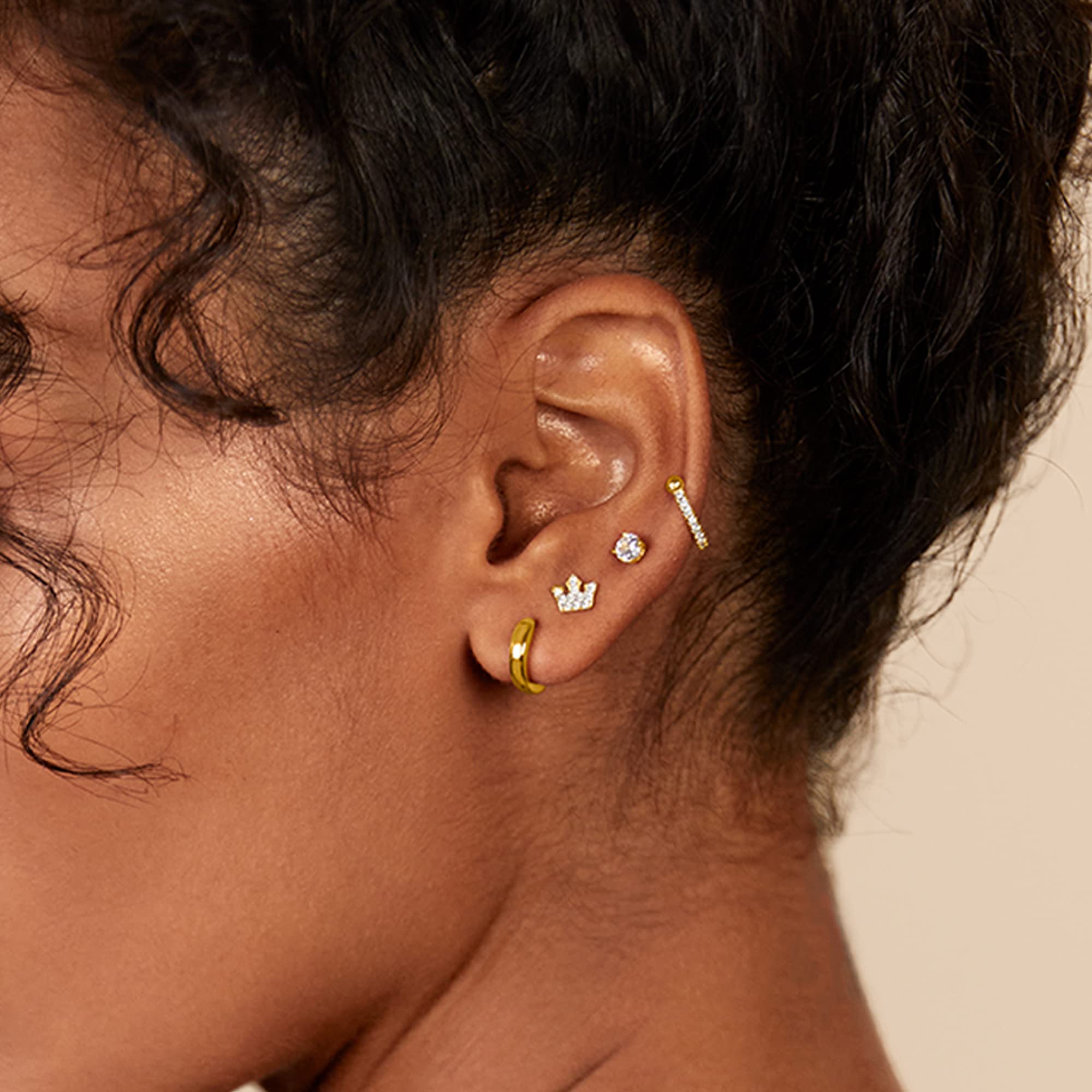 PAVOI 14K Gold Plated Flat Back Earrings | Solid 925 Sterling Silver Posts | Helix Cartilage Earrings for Women | Cubic Zirconia Stud Earrings | Trending Fashion Jewelry