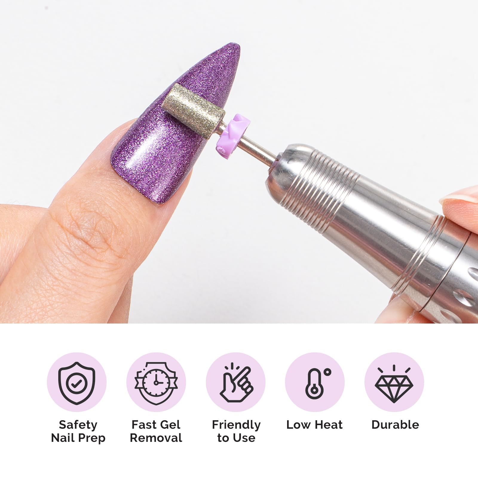 MelodySusie 10pcs Nail Drill Bits Set, 3/32 Inch Diamond Cuticle Bits for Nail Drill E-File, Manicure Pedicure Remover Tools for Acrylic Gel Nails, Salon Home Use Nail Care Supplies, Rainbow