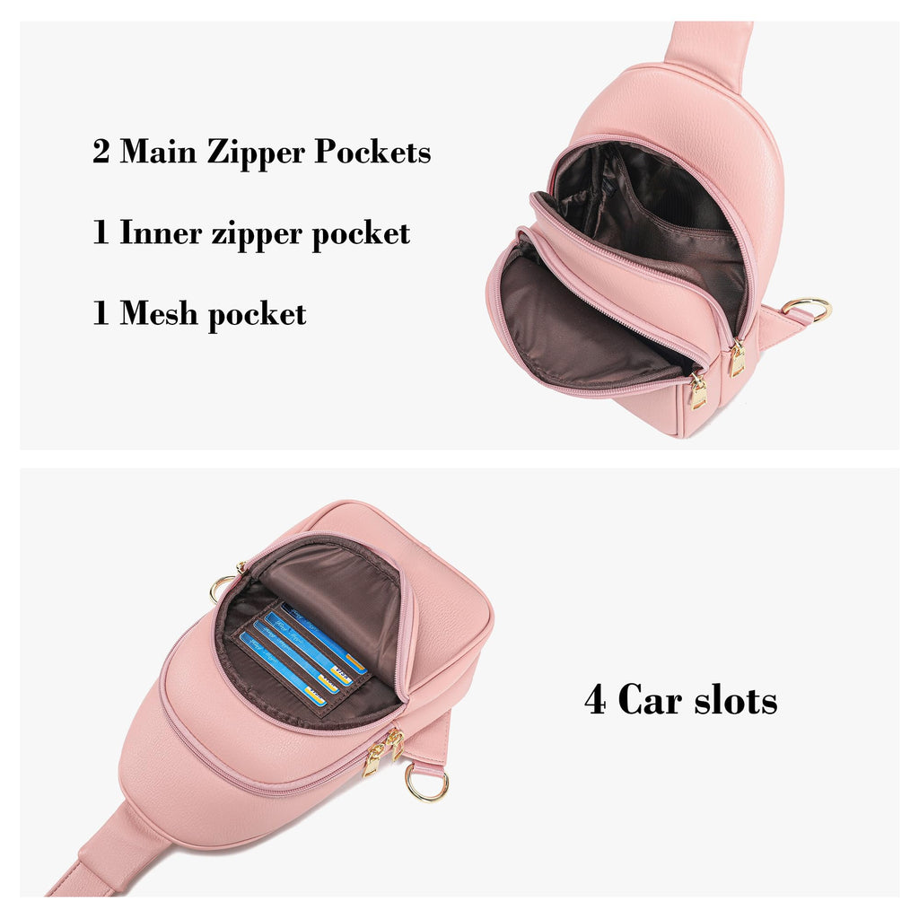 INICAT Small Crossbody Sling Bags Faux Leather Fanny Packs Purses for Women Everyday & Travel