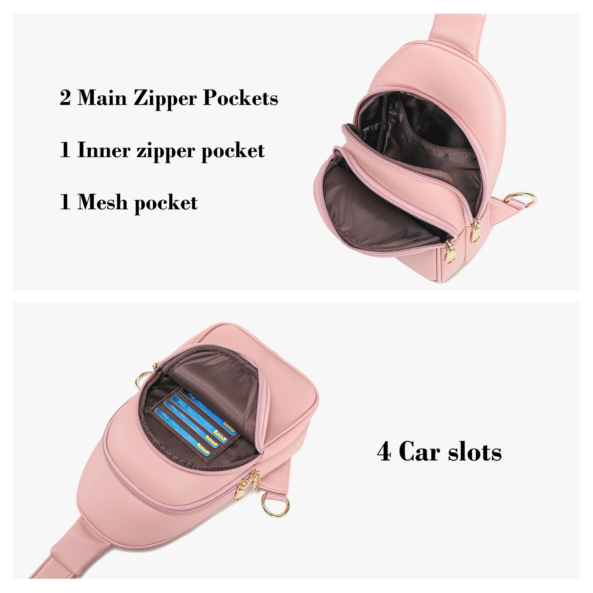 INICAT Small Crossbody Sling Bags Faux Leather Fanny Packs Purses for Women Everyday & Travel