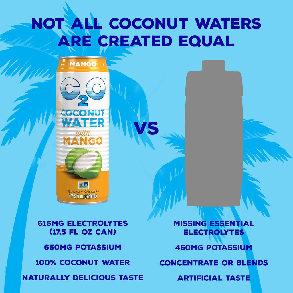 C2O - Coconut Water with Ginger, Lime, & Turmeric (12 Pack) - Made with Fresh Coconut Water - Plant Based - Non GMO - Canned Water - Natural Hydration, Electrolytes, & Potassium - 12 Cans, 17.5 FL OZ
