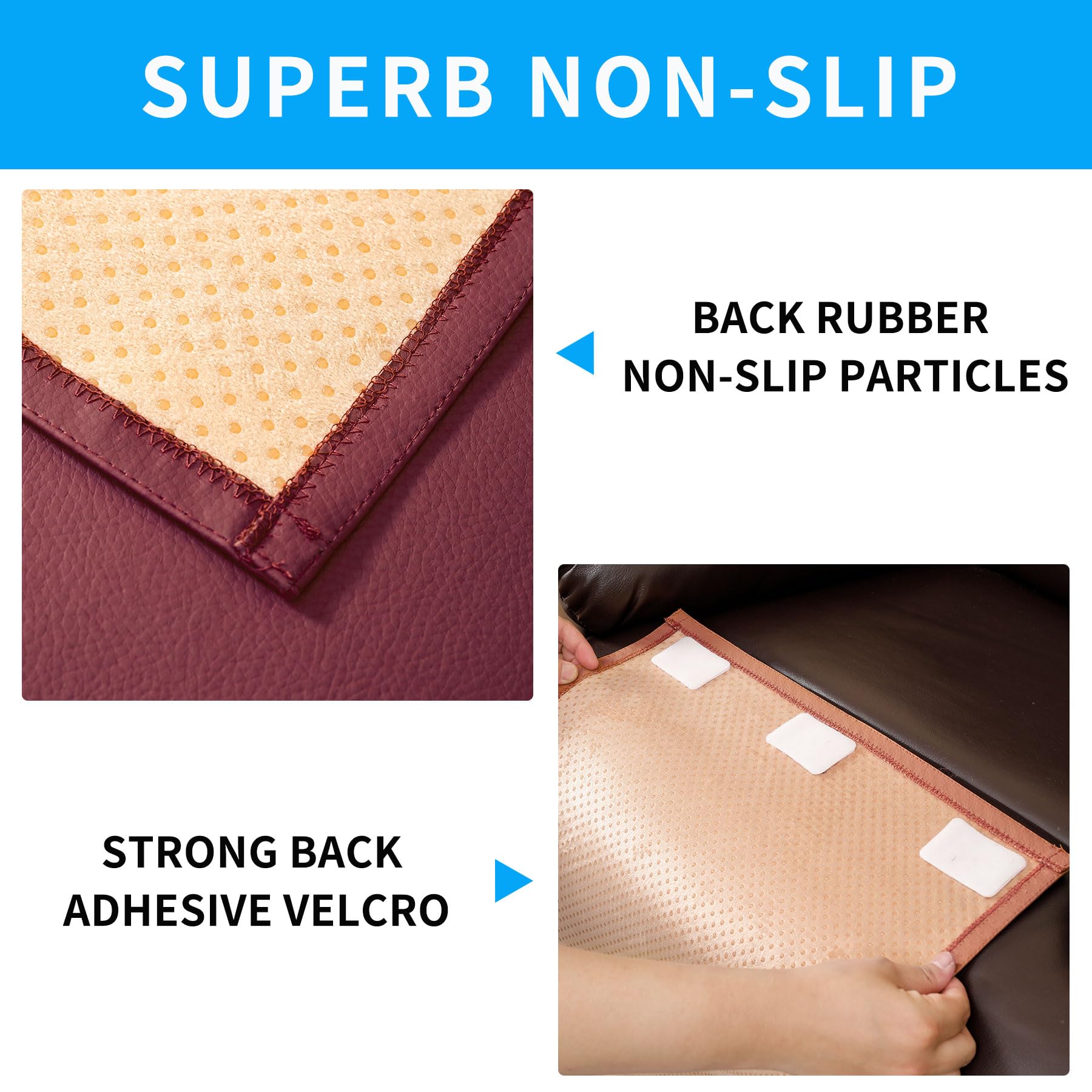 Non Slip Recliner Headrest Protector Washable Faux Leather Headrest Covers for Recliner Chair Waterproof Couch Head Rest Covers for Sofa,Furniture,Office Chair,Theater Seat (Beige)