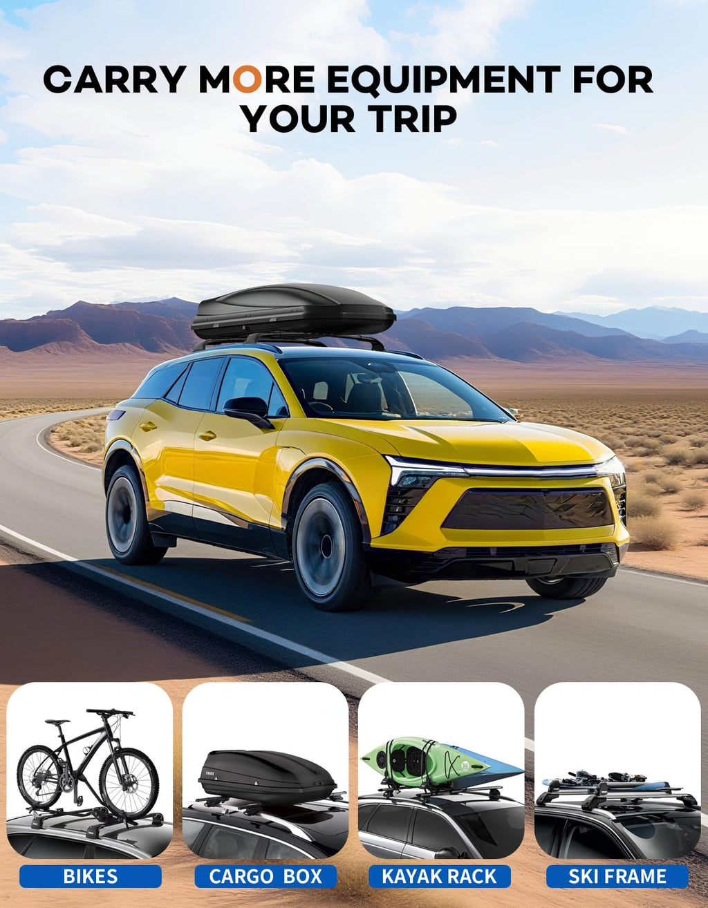 Wonderdriver Roof Rack Cross Bars 300lbs Compatible with Cadillac XT4 2019-2025,Heavy Duty All-Metal Aluminum Roof Rails Crossbars Cargo Canoe Black Rooftop Cargo Carrier Luggage.