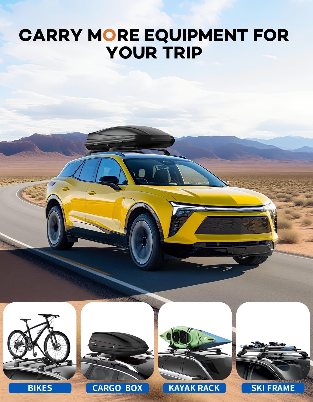 Wonderdriver Roof Rack Cross Bars 300lbs Compatible with Cadillac XT4 2019-2025,Heavy Duty All-Metal Aluminum Roof Rails Crossbars Cargo Canoe Black Rooftop Cargo Carrier Luggage.