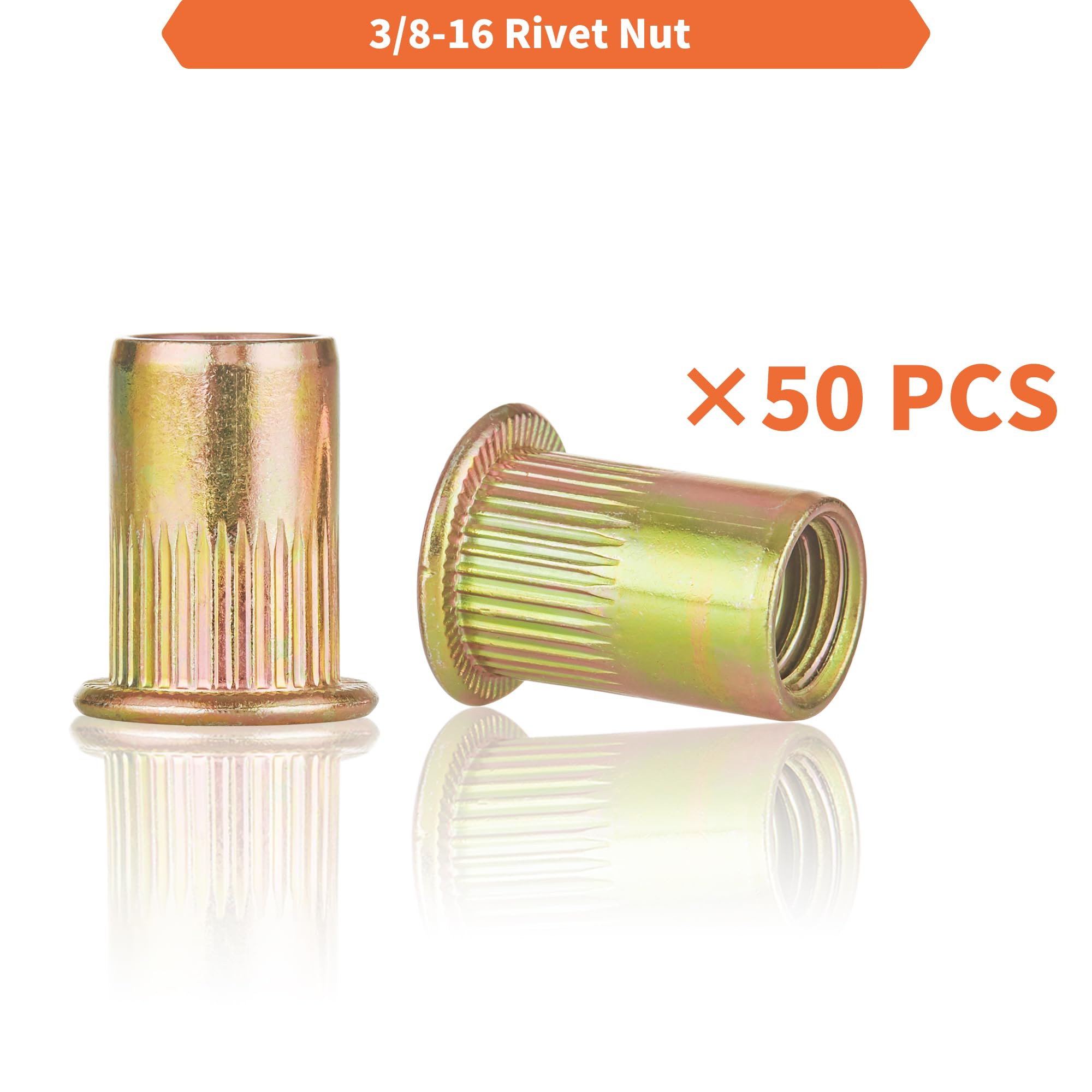 Rivet Nut Installation Tool Set Flat Head Rivnut Threaded Insert Nut Kit SAE & Metric for Metal Heavy Duty Zinc Plated Nutsert (1/4-20(Rivet Nut Tool-25pcs))