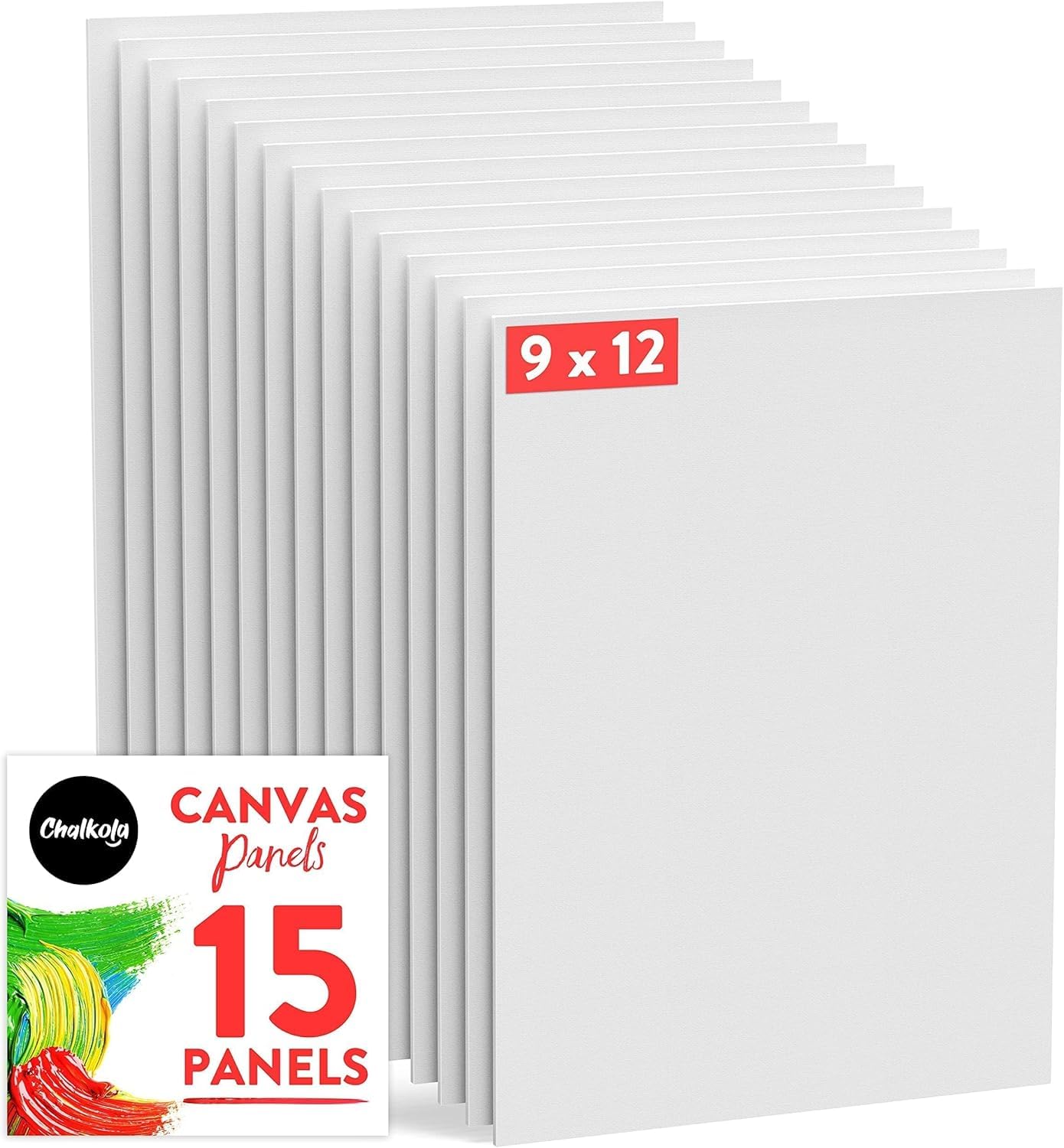 Chalkola Paint Canvas Panels 5x7 inch (15 Pack) for Acrylic Painting & Oil Art, Primed 100% Cotton Boards, Acid-Free for Professional Artists, Hobby Painters, Kids & Beginners