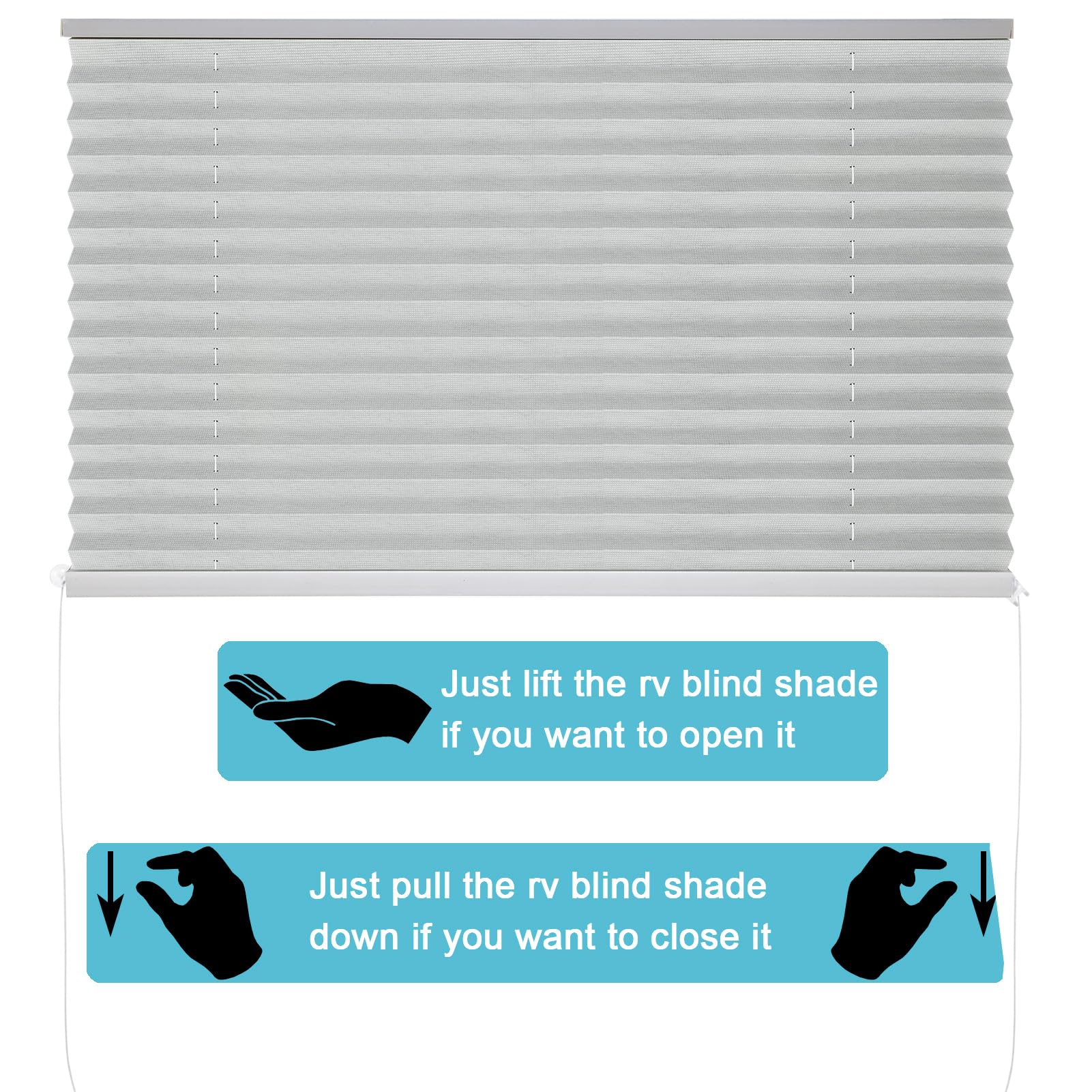 NOVINO RV Blinds Shades for Camper Window,RV Shades Pleated Camper Blinds for Travel Trailer Motor Coach Motorhome Window-14 W x 24" L