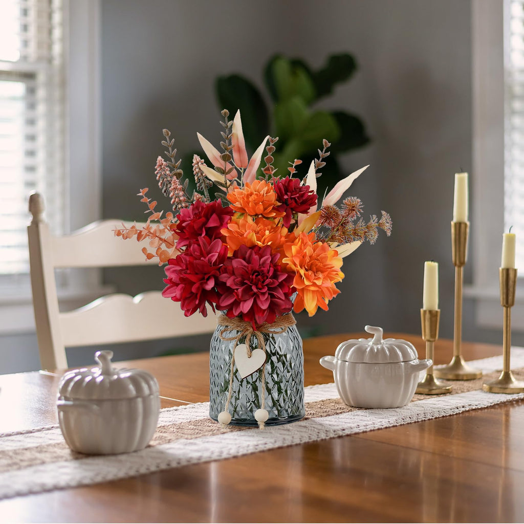 Leftover Fake Flowers in Vase,Faux Flowers in Vase,Table Centerpieces for Dining Room,Flower Centerpieces for Tables,Artificial Flowers,Kitchen Decor,Coffee Table Decor