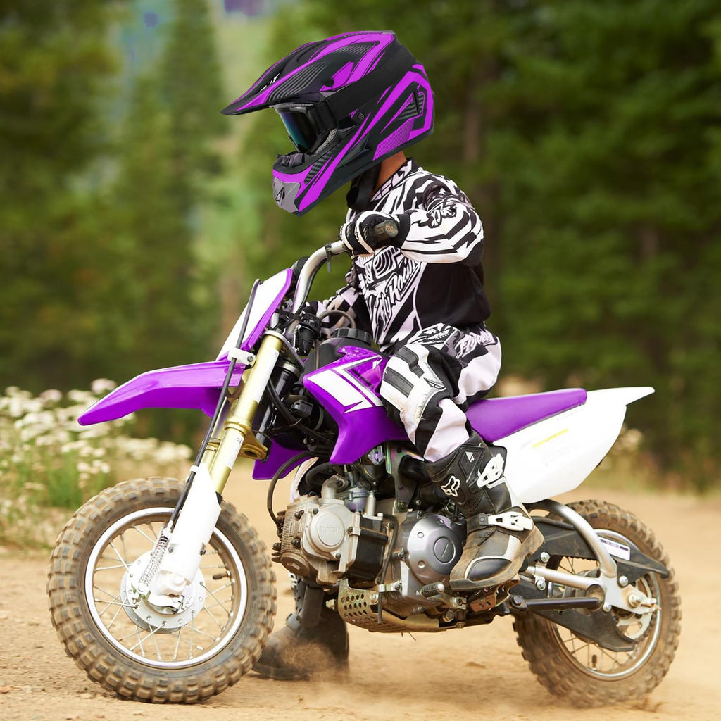 Youth Kids Motocross Helmet Full Face Motorcycle Dirt Bike Off-Road Mountain Bike BMX MX ATV Helmet,DOT Approved,W/Gloves Goggles Mask 4Pcs Set (Black, S)