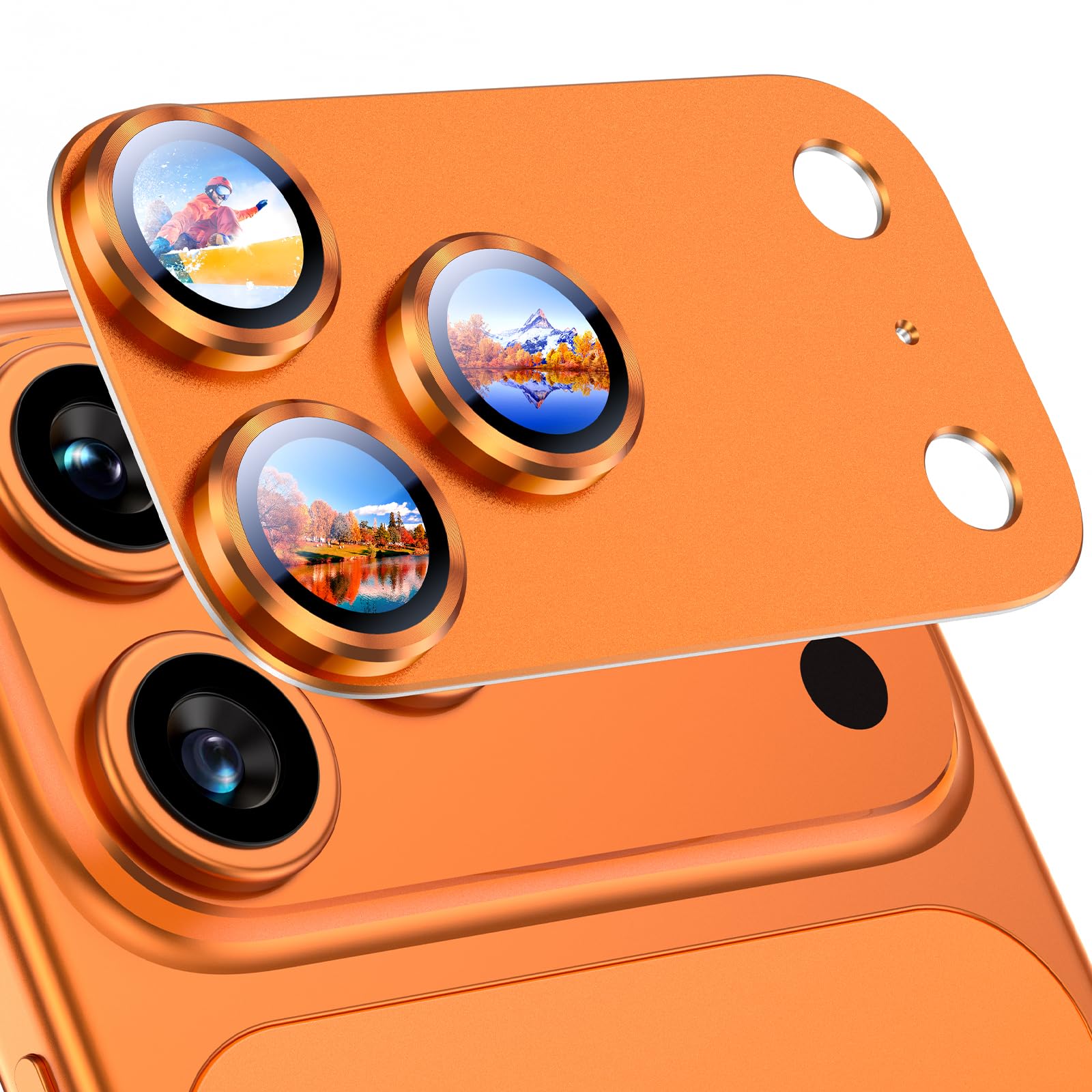 Uyiton Compatible with iPhone 17 Camera Lens Protector - [Not Easy to Break][Strong Adsorption][Case-Friendly] Metal Tempered Glass Rear Camera Screen Cover - Black