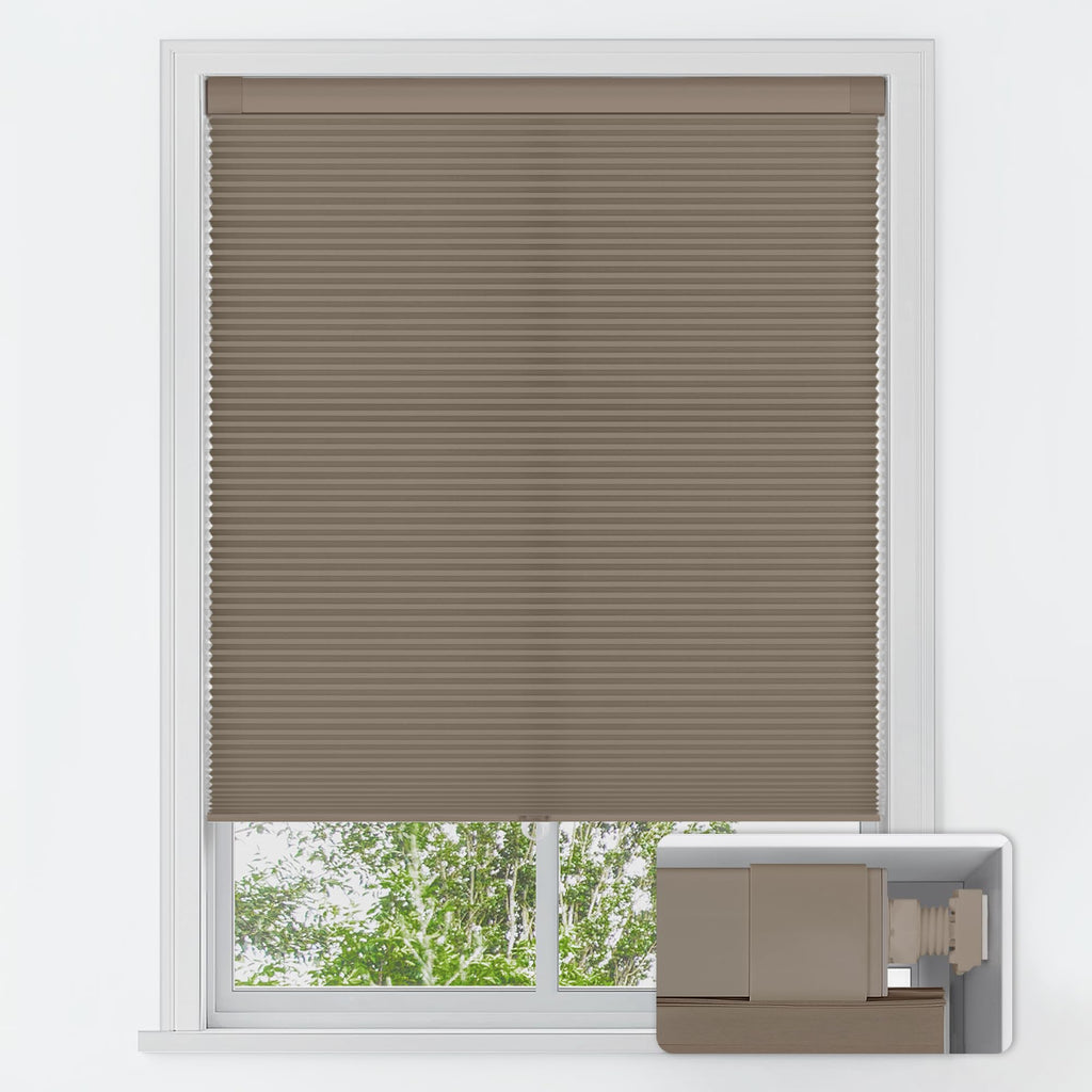 LazBlinds No Tools No Drill Cordless Cellular Shades, Blackout Light Blocking Honeycomb Shades for Home, Thermal Insulation Blinds for Windows, 20" W x 48" H, Beige