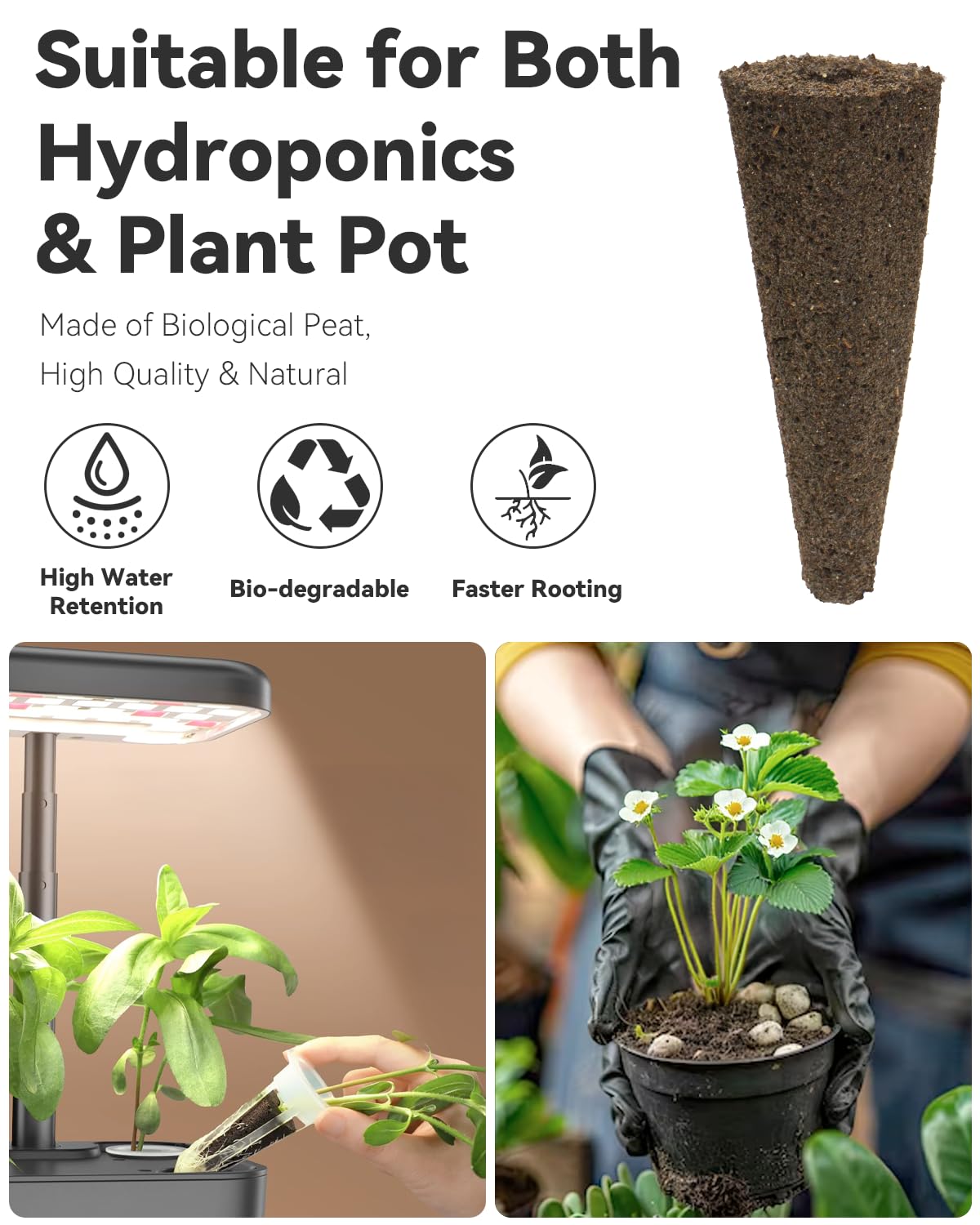 Hydroponics Seed Pod with Genovese Basil & Purple Basil, 8 Pods Complete Kit with Sponge, Basket, Dome, Label, Compatible with AeroGarden, Ahopegarden, GARDENCUBE, iDoo & MUFGA Indoor Smart Gardens