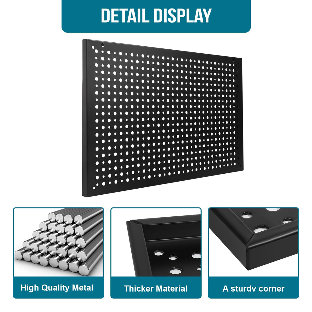 Peg Board,Steel Organization Panels, Ideal for Garage Tool Storage, Office Organization, Craft Room, Kitchen,Pack of 4 (Black, 4-12X12)
