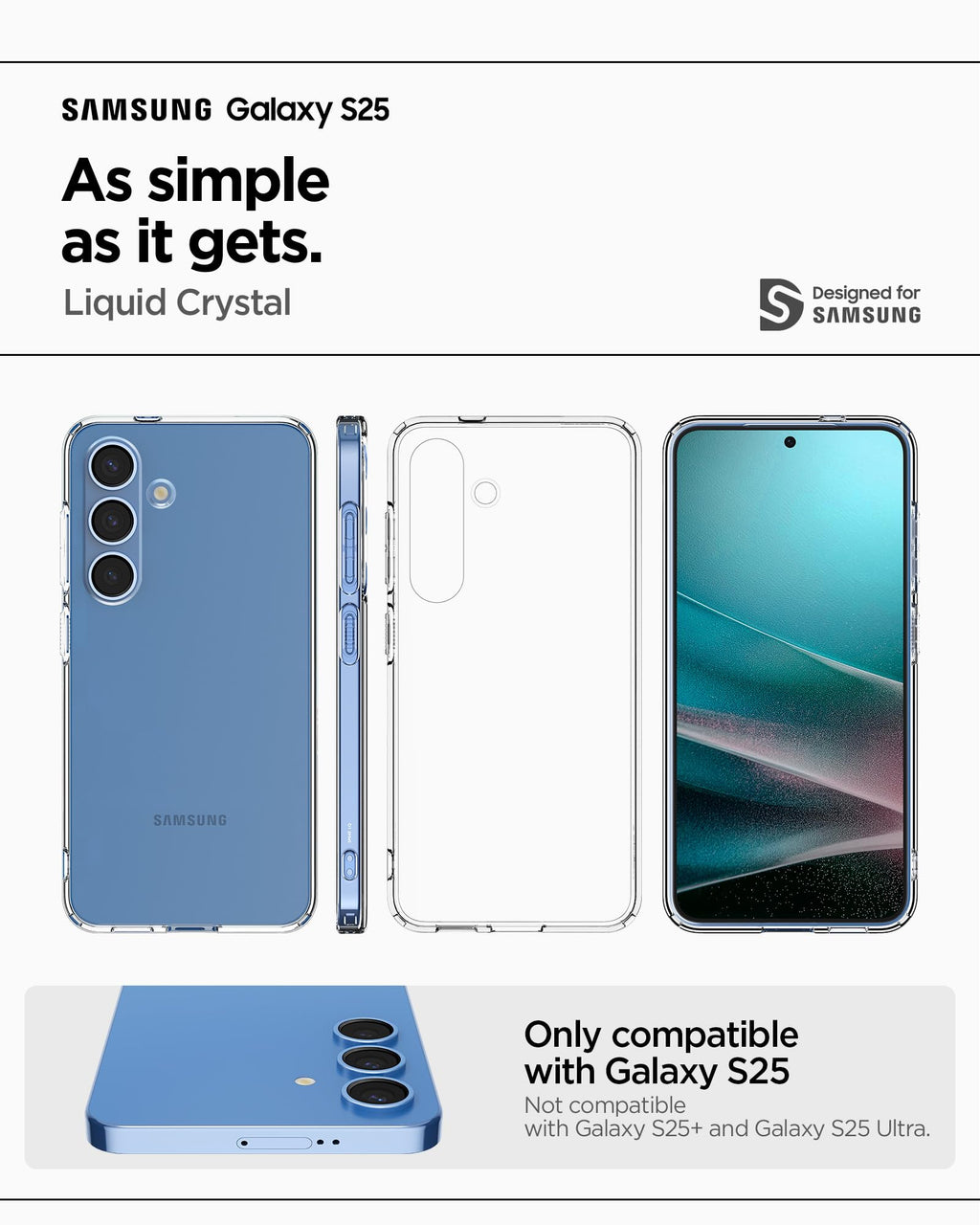Spigen Liquid Crystal Designed for Galaxy S24 Case (2024) [Military-Grade Protection] - Crystal Clear