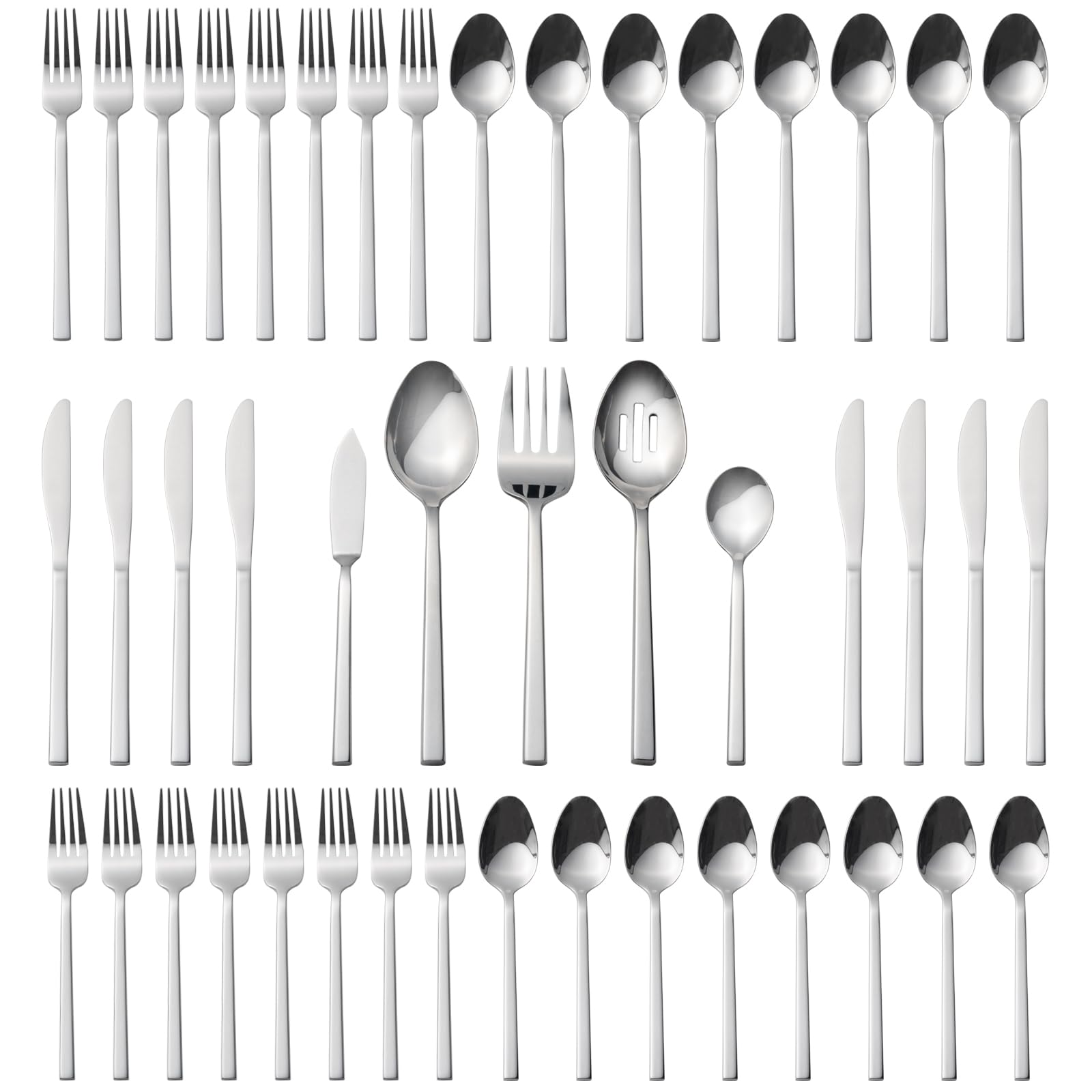 Alata Cube Black 20-Piece Forged Silverware Set Stainless Steel Flatware Set,Service for 4,Matte Satin Polished Cutlery Set,Dishwasher Safe