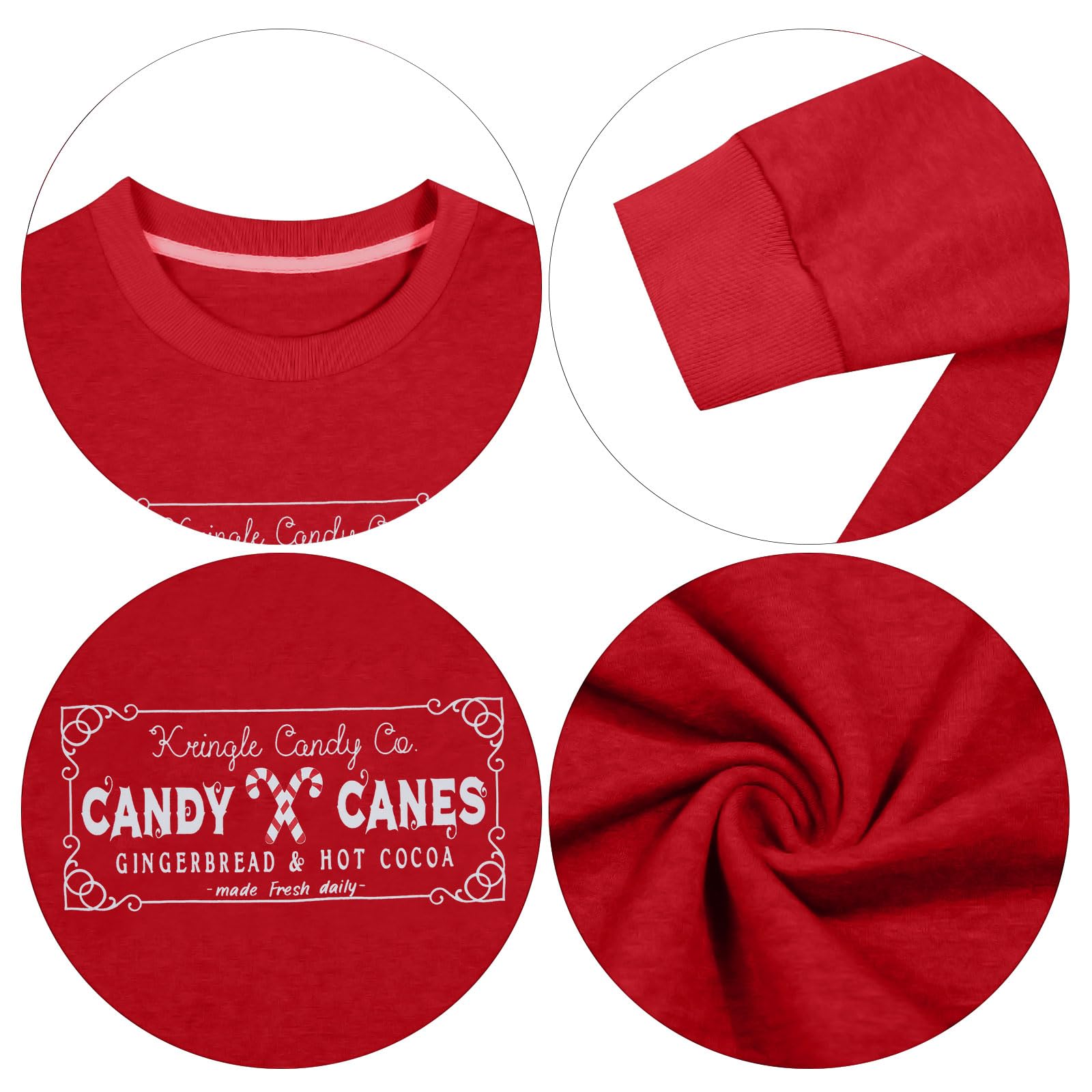 Christmas Sweatshirts Women Candy Canes Graphic Sweatshirt Vintage Xmas Long Sleeve Shirt Pullover Tops