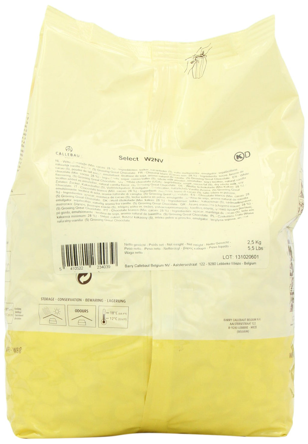 Callebaut - W2 White Chocolate Callets - 5.5 lb Bag