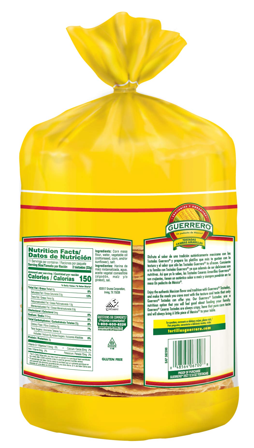 Guerrero Amarillas Classicas Yellow Tostadas, Gluten Free, Trans Fat Free, Yellow Corn Tostadas, 22 Count