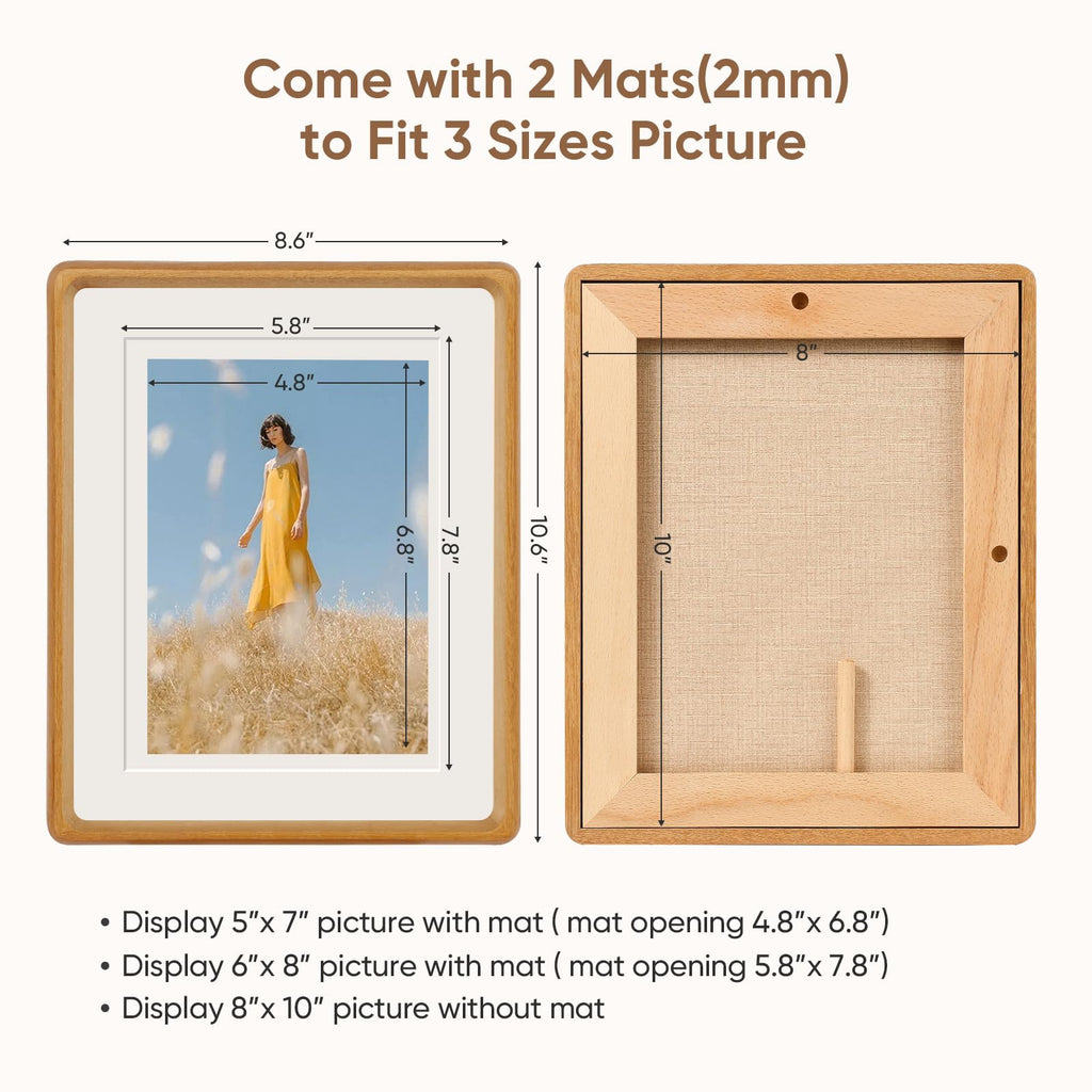 Mini Wood Picture Frame,Small Picture Frames 2x3 with Tiny Mat | Cute Polaroid Picture Frame,Teak Solid Natural Wood Tiny Photo Frame, Tabletop and Wall Mounting