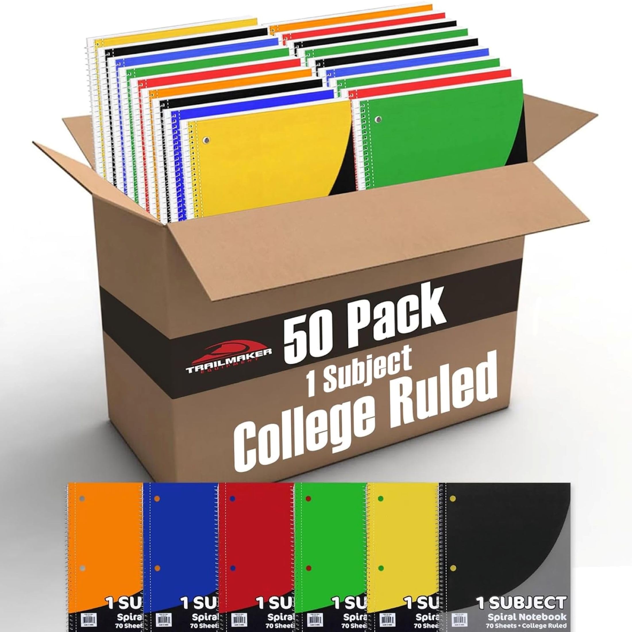 Trail maker Bulk Notebooks (2000 Pack), One Subject Notebooks College Ruled, 140 Pages (70 Sheets),Spiral Bulk Notebooks for Kids, School Supplies, Journaling, Note Taking, Students, and Work