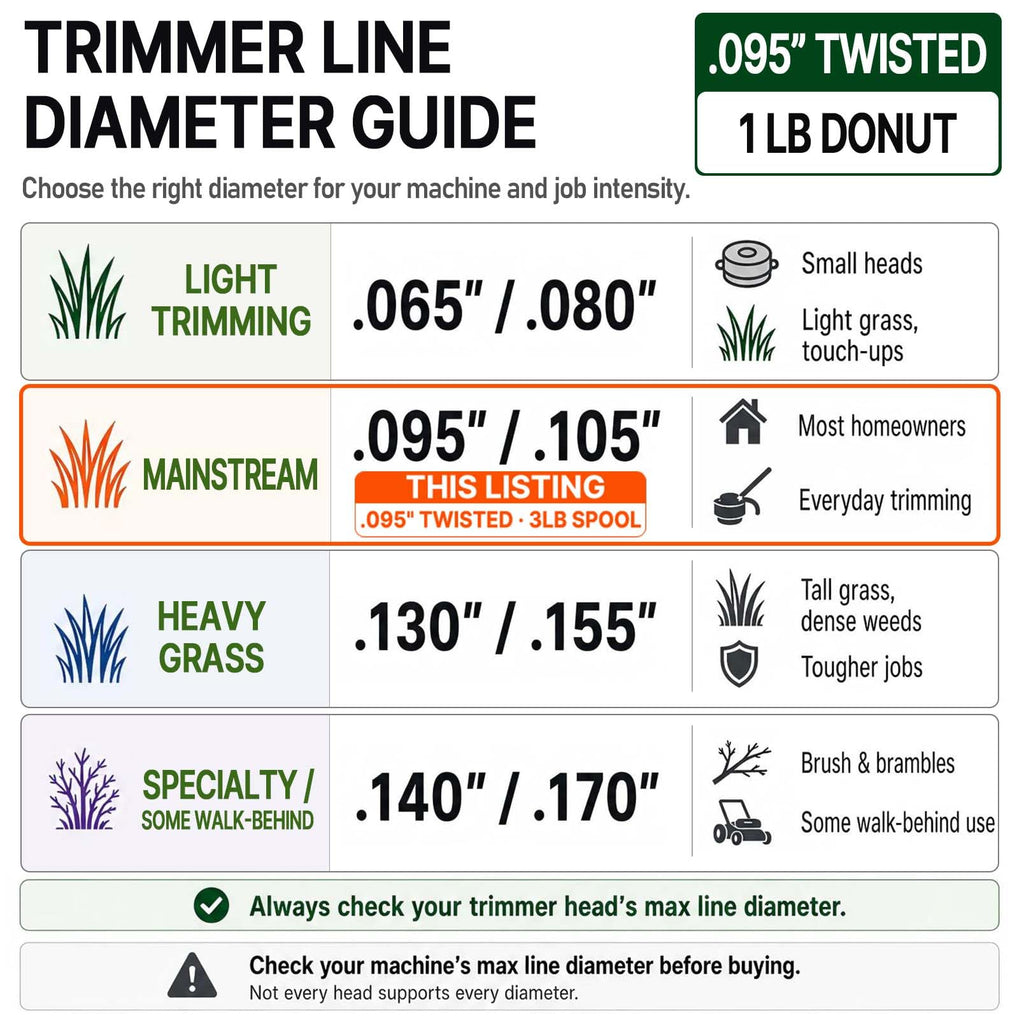 A Anleolife 1-Pound Heavy Duty Sawtooth 140-mil-by-108-ft Dual Core String Serrated Trimmer Line Donut for Walk Behind Wheeled Mowers with Built-in Line Cutter