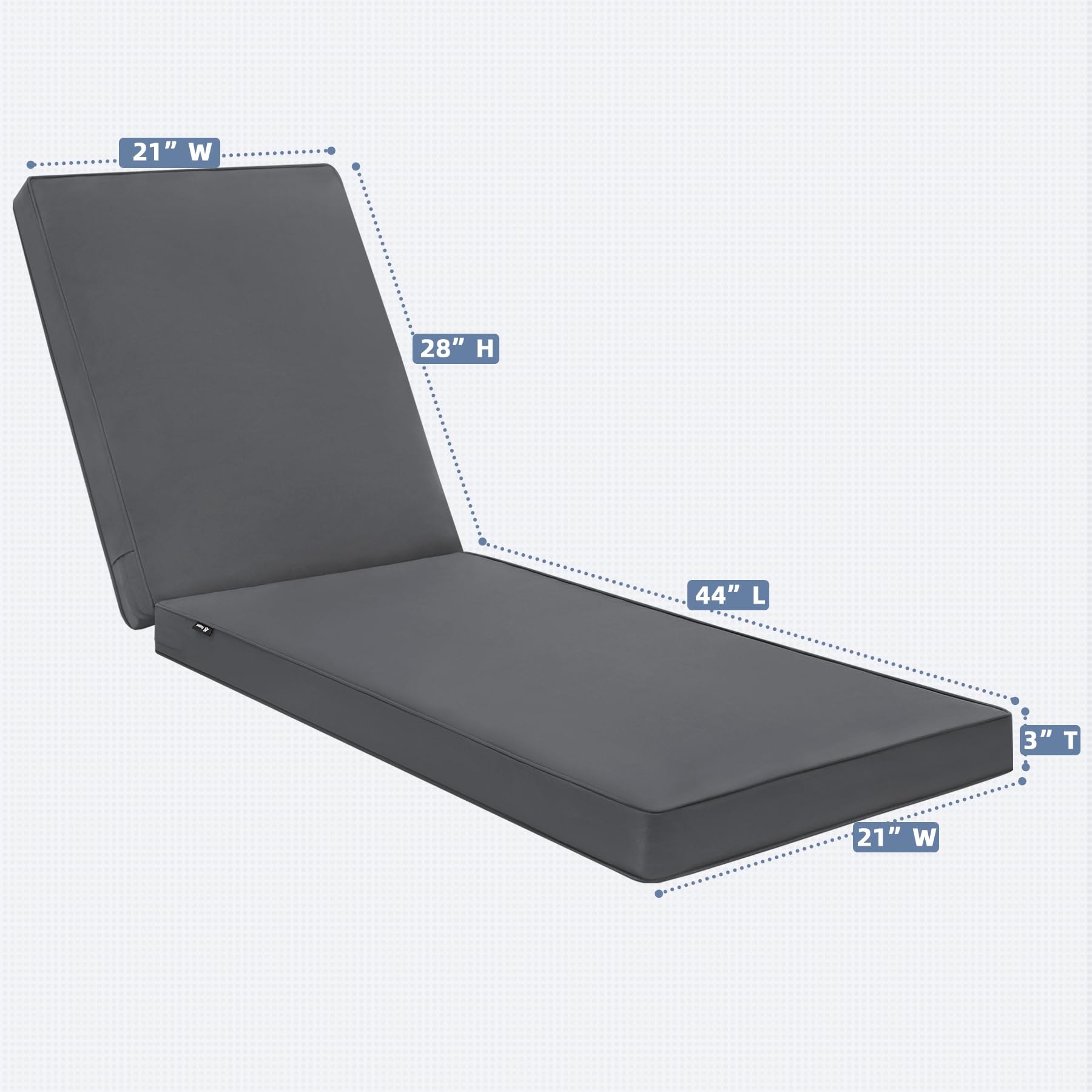 Favoyard Chaise Lounge Cushions Outdoor 72 x 21 x3 Inch Waterproof & 3-Year Fade Resistant Outdoor Lounge Chair Cushions with Removable Cover, Ties and Hidden Zipper for Patio Pool Lounge Chairs