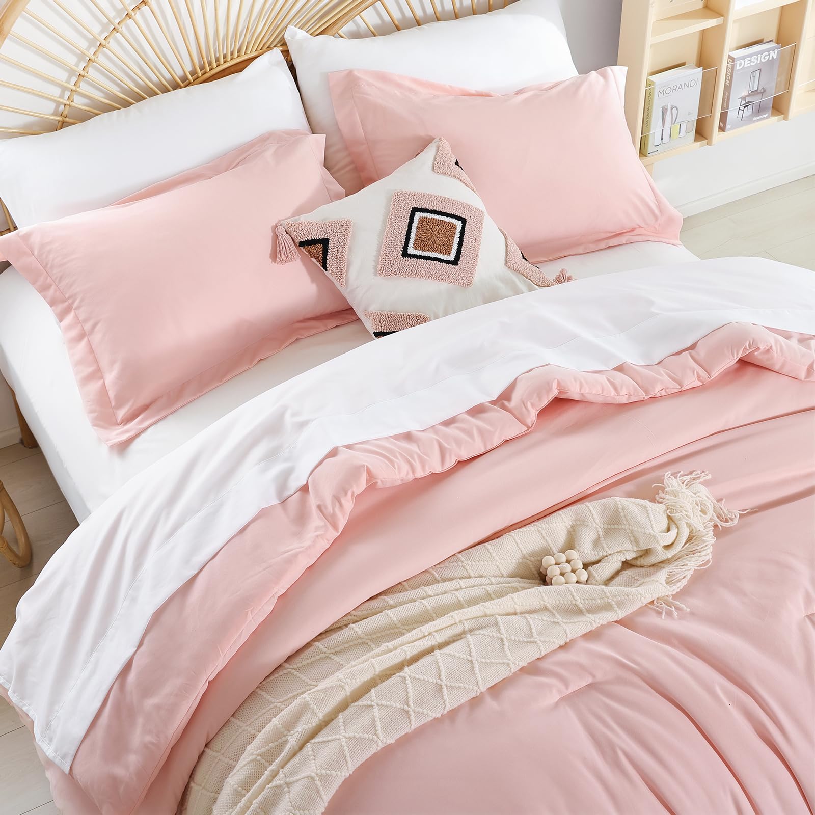 weigelia Twin Comforter Set 5 Pieces Beige Bed in A Bag Soft Queen Bedding Set Lightweight Comforter Set for Women and Men（Comforters, Flat & Fitted Sheets, Pillowcases & Shams）