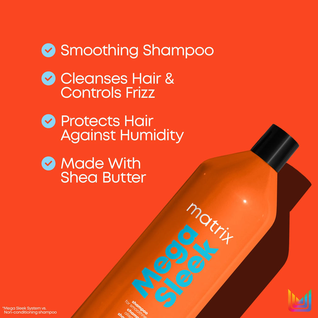 Matrix Mega Sleek Shampoo - Smoothing and Detangling, For Dry, Damaged & Frizzy Hair