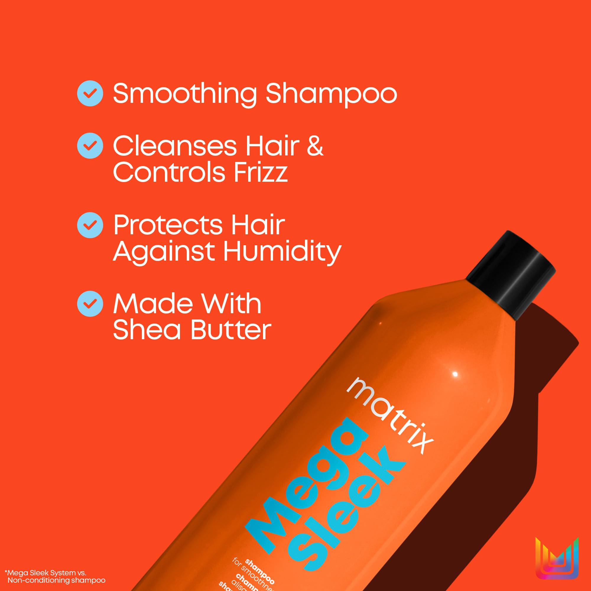 Matrix Mega Sleek Shampoo - Smoothing and Detangling, For Dry, Damaged & Frizzy Hair
