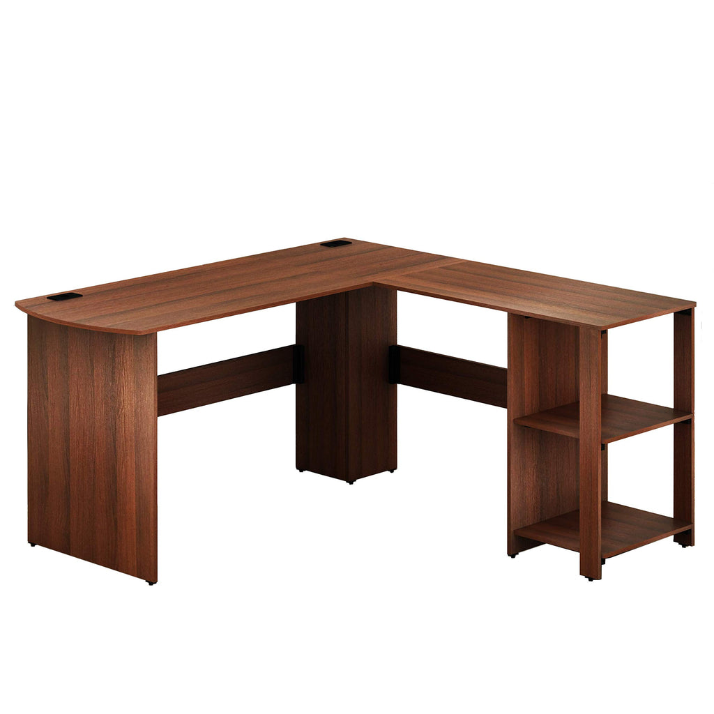 SHW 51 x 51 Inches L-Shaped Home Office Wood Corner Desk wtih Storage, Black