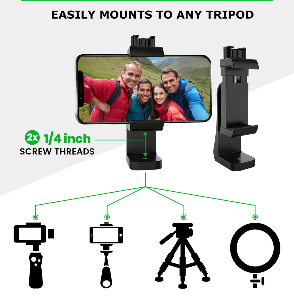 KobraTech Metal Phone Tripod Mount - UniMount 360 Pro Heavy Duty Phone Tripod Mount with Wireless Remote Shutter