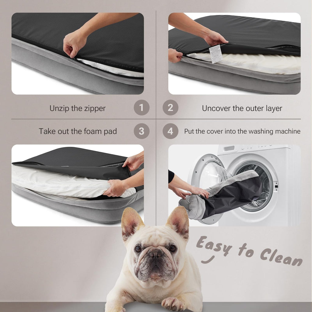 Soft Touch Orthopedic Dog Bed for Large Dogs with Faux Fur Top, Waterproof Pet Couch Bed with Removable Washable Cover and Supportive Foam Filling (Grey, Large)