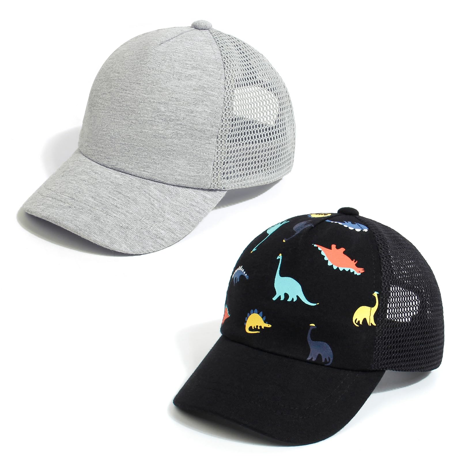 Duoyeree Toddler Baseball Cap Baby Cap Sun hat Print Dinosaur Pattern and Solid Color hat Kids boy Girl Age 0-8t