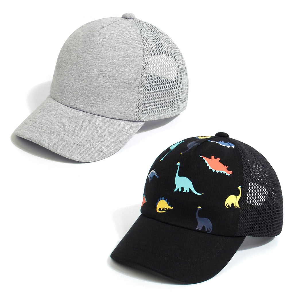 Duoyeree Toddler Baseball Cap Baby Cap Sun hat Print Dinosaur Pattern and Solid Color hat Kids boy Girl Age 0-8t