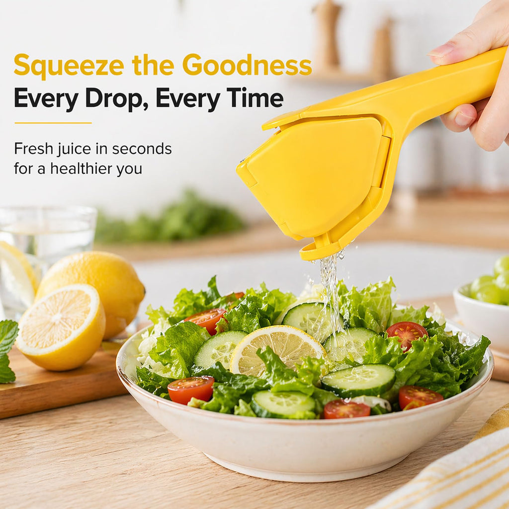 Lemon Squeezer, Effortless Manual Flat Lime Juicer Hand Press | Easy to Make Juice From Lemon, Lime, Citrus, Orange, Fruits, Folds Design For Saving Space Storage