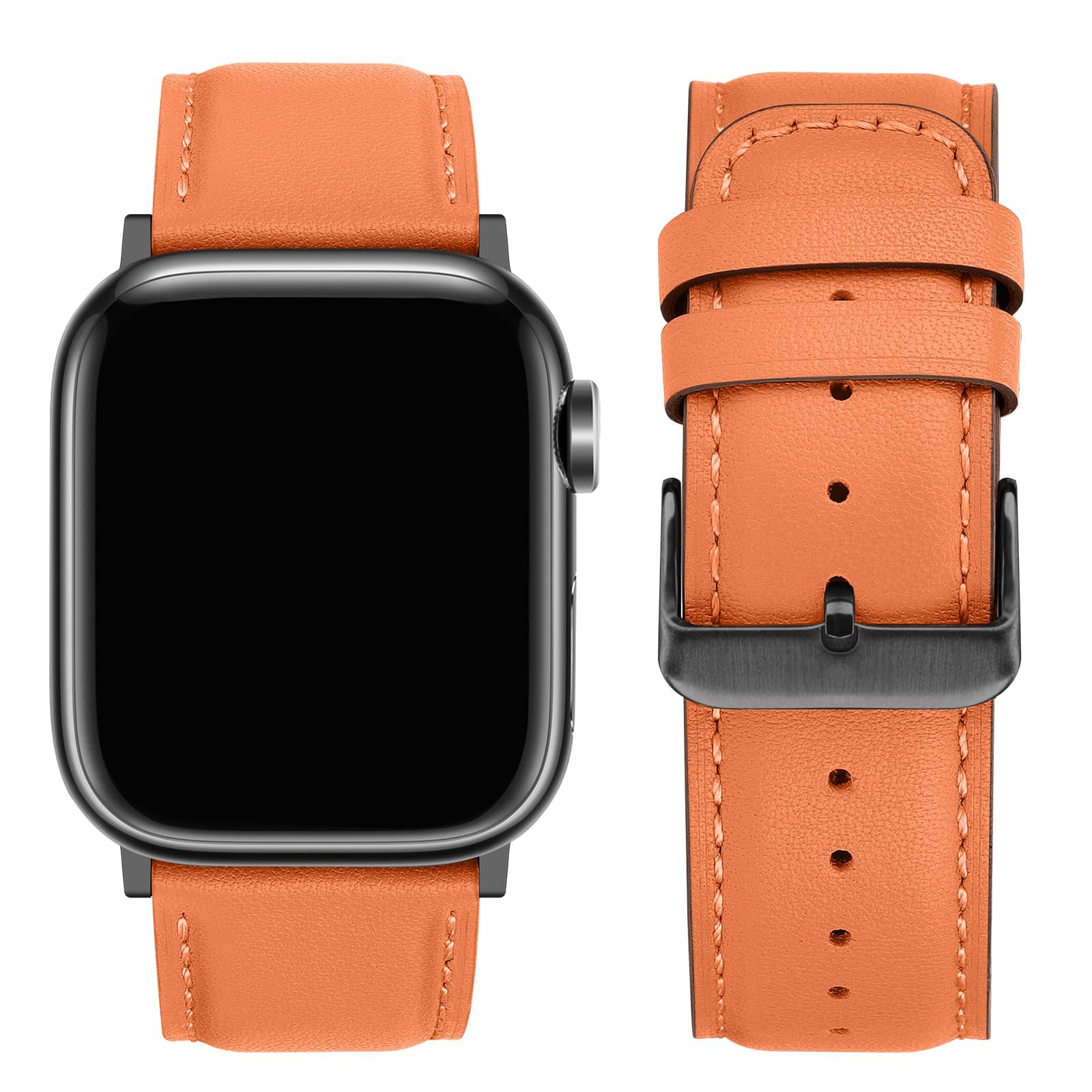 Tasikar Bands Compatible with Apple Watch Band 42mm (Series11/10) 41mm 40mm 38mm Men Genuine Leather Replacement Bands Compatible with Apple Watch SE Series 11 10 9 8 7 6 5 4 3, Black