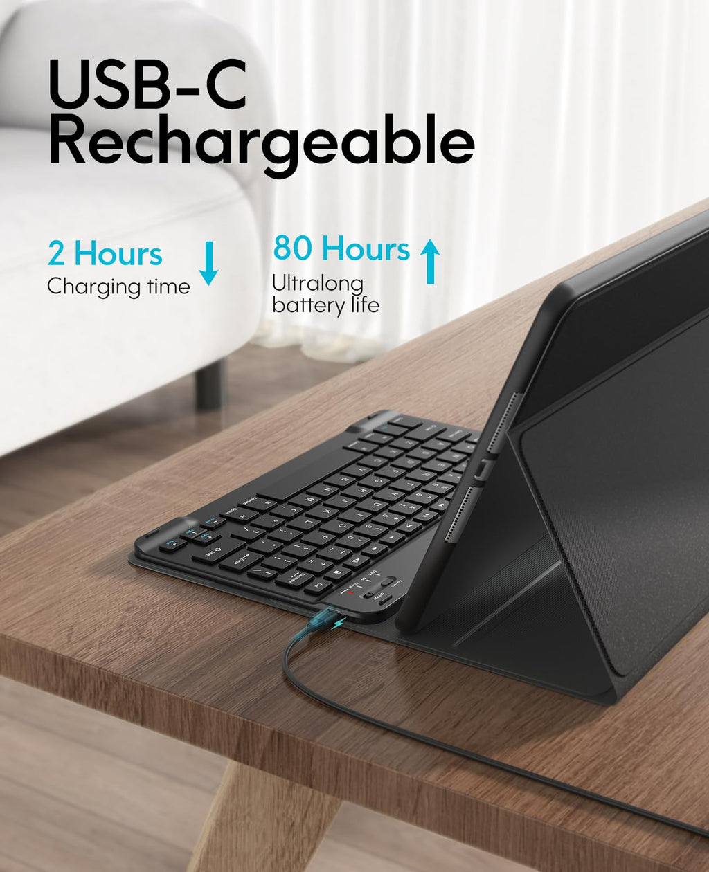 CHESONA Keyboard Case for iPad 9th Generation 2021 10.2 Inch, Detachable Wireless with Pencil Holder Stand Folio Keyboard Cover for iPad 9th Gen/8th Gen/7th Gen 10.2" (Black)