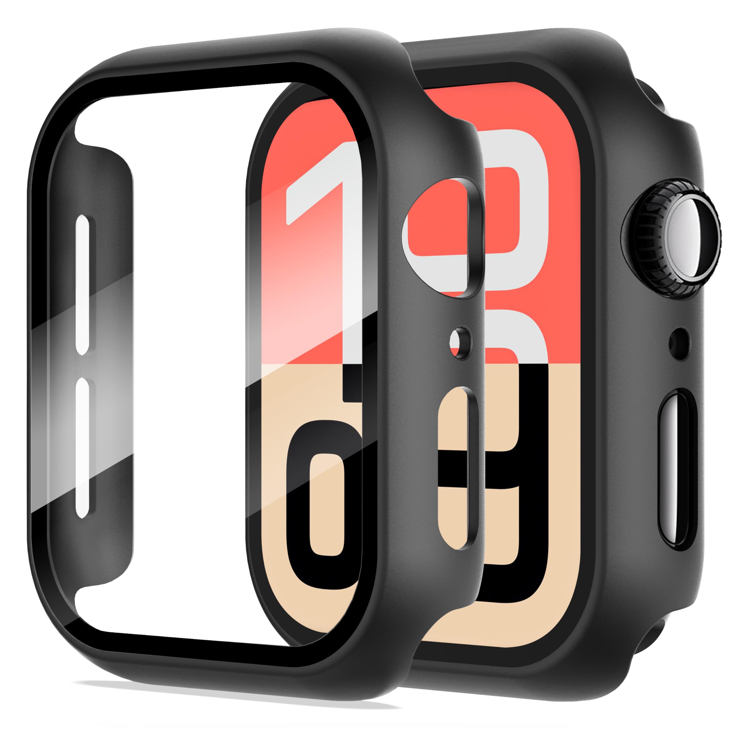 Diruite 2-Pack for Apple Watch Series 3/2/1 38mm Case, Ultra-Thin All-Around Tempered Glass Screen Protector Protection Cover for iWatch 38mm - Black