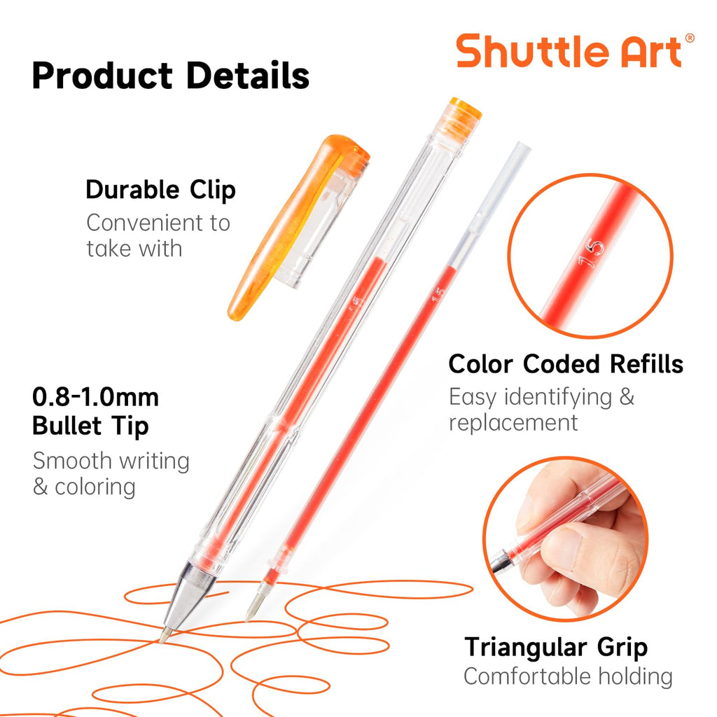 Shuttle Art Pastel Gel Pens, 24 Pastel Milky Colors Gel Pen for Black Paper, Adults Coloring Books Drawing Doodling Crafts Scrapbooking Journaling