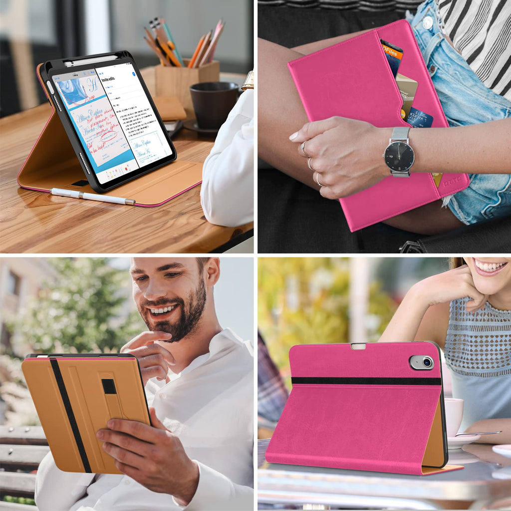 DTTO for iPad (A16) 11th Generation Case 11 Inch 2025, iPad 10th Generation Case 10.9 Inch 2022, Premium Leather Business Folio Stand Cover with Pencil Holder - Auto Wake/Sleep, Brown