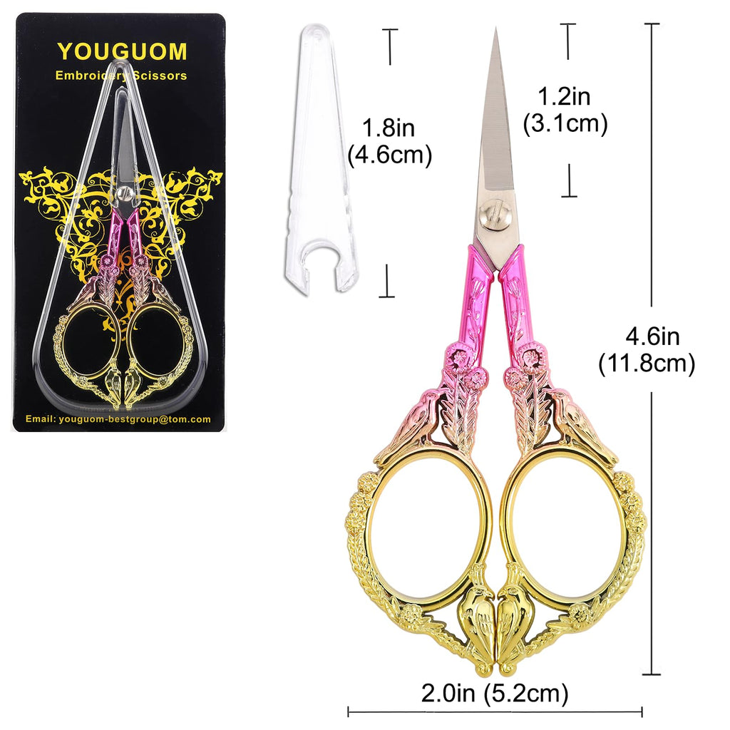 YOUGUOM Small Craft Scissors, Little Travel Sharp Embroidery Scissors All Purpose, Straight Tips Mini Sewing Shears, Precision Detail Thread Cutting Snips