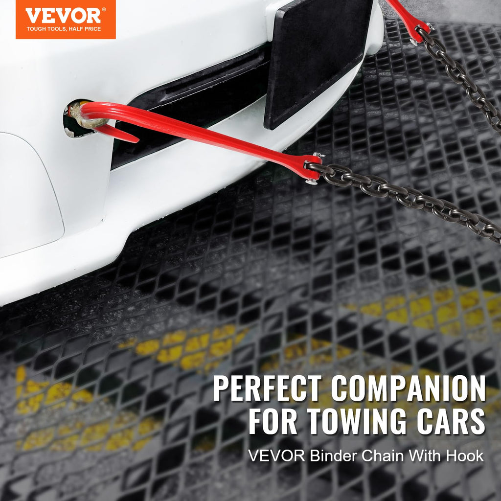 VEVOR G80 V Bridle Chain, 3/8" x 2' Towing Chain Bridle with 15" J Hooks, T Hooks & Grab Hooks, Heavy Duty Transport Tow Chain Bridle with 7800 lbs Safe Working Load for Flatbed Truck Wrecker Recovery