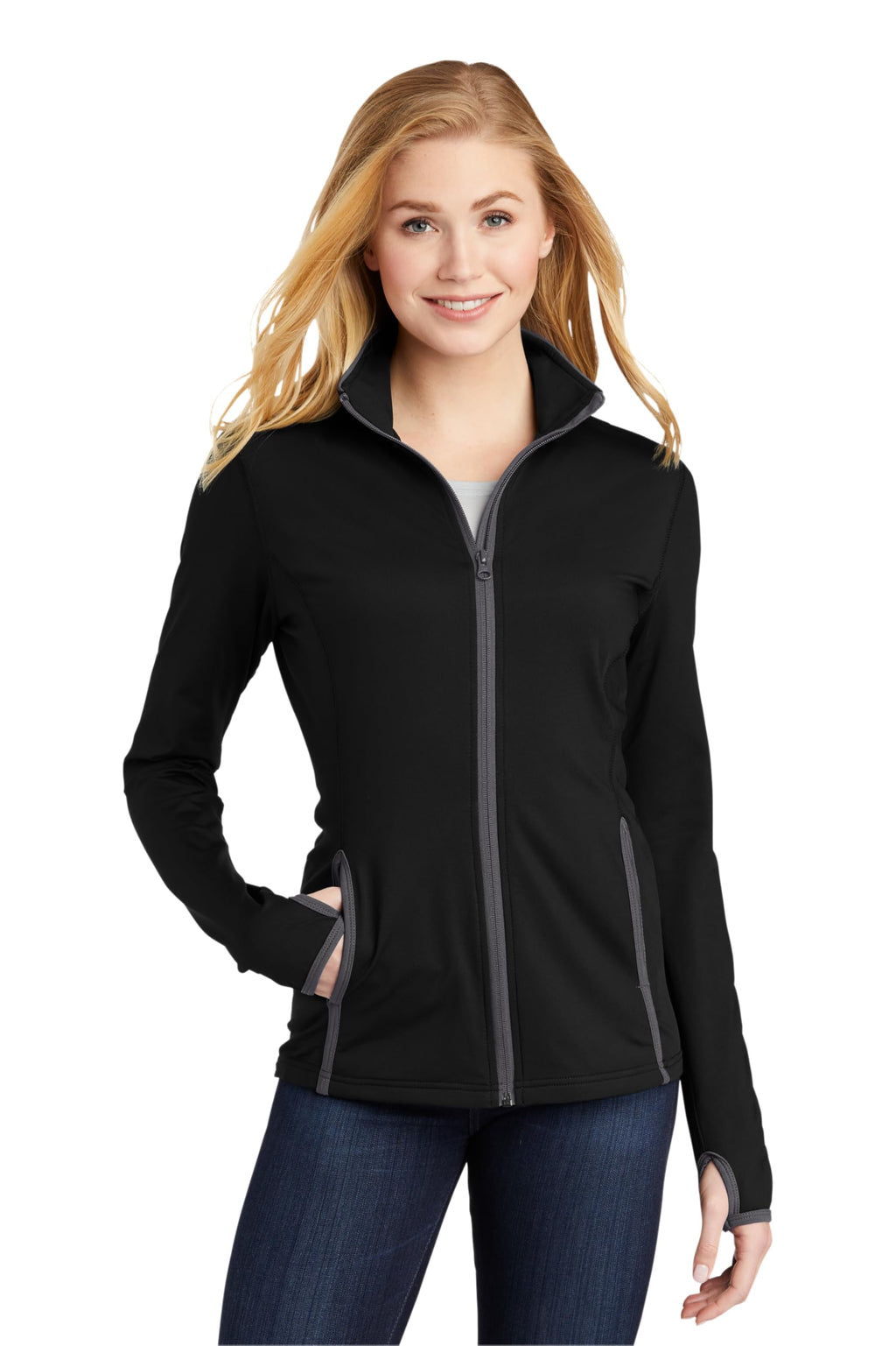 SPORT-TEK Women's Sport-Wick Stretch Contrast Full Zip Jacket