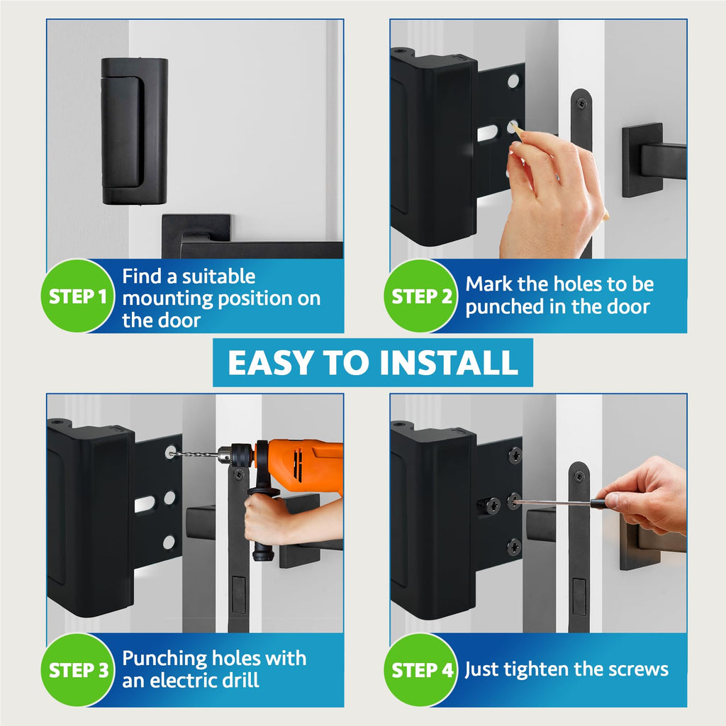 Dwell+Good Door Locks (2-Pack) - Easy To Install Aluminum Home Security Door Locks for Front Door - Child Proof Door Lock for Kids Safety - Withstand 800 lb of Force & Tamper Proof Top Door Lock Latch